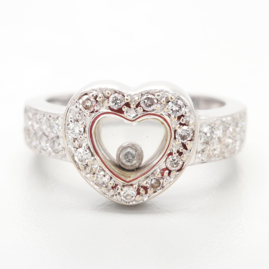 18K White Gold Diamond Heart Ring