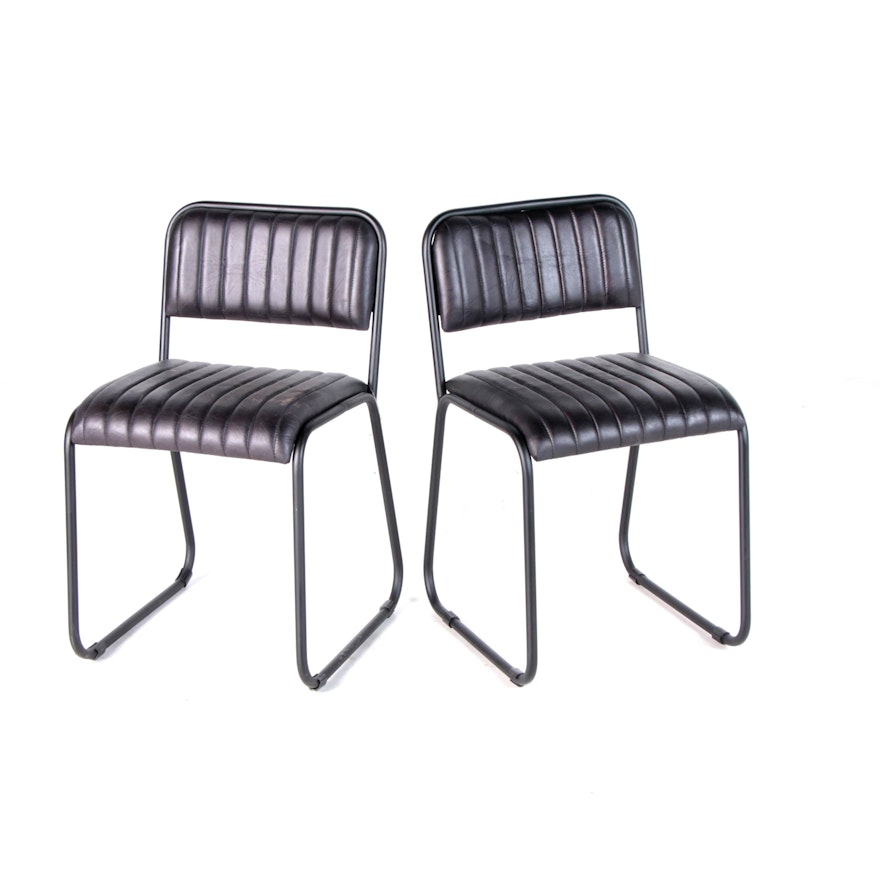 "Soho" Metal Frame Leather Office Chairs, 21st Century