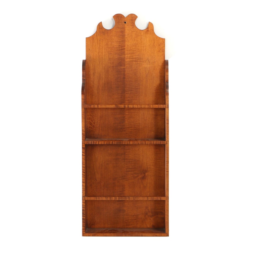 Federal Style Tiger Maple Bench-Made Hanging Plate Rack by David T. Smith & Co.