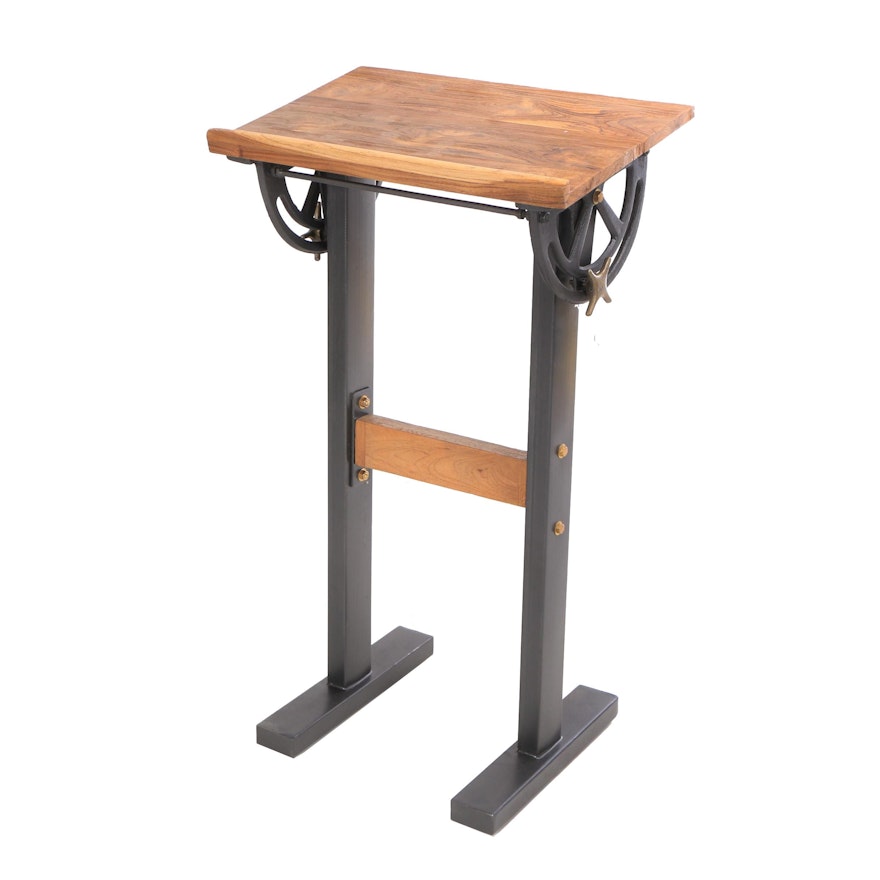 Industrial Style "Savile Row" Metal and Wood Standing Desk, 21st Century