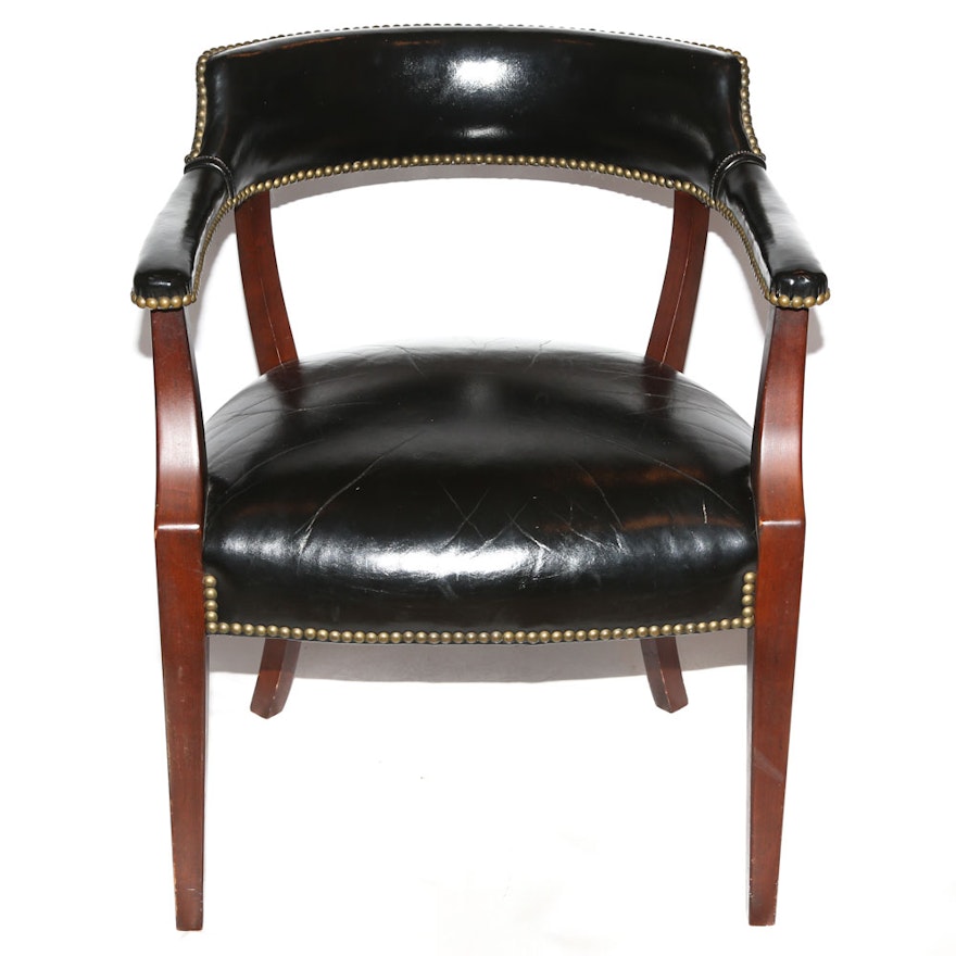 Vinyl Upholstered Open Back Club Chair by Loeblein Creations, 20th Century