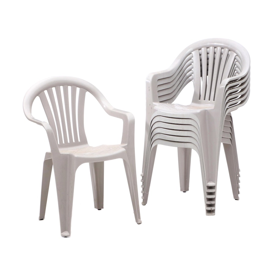 Stacking Plastic Patio Chairs in Gray