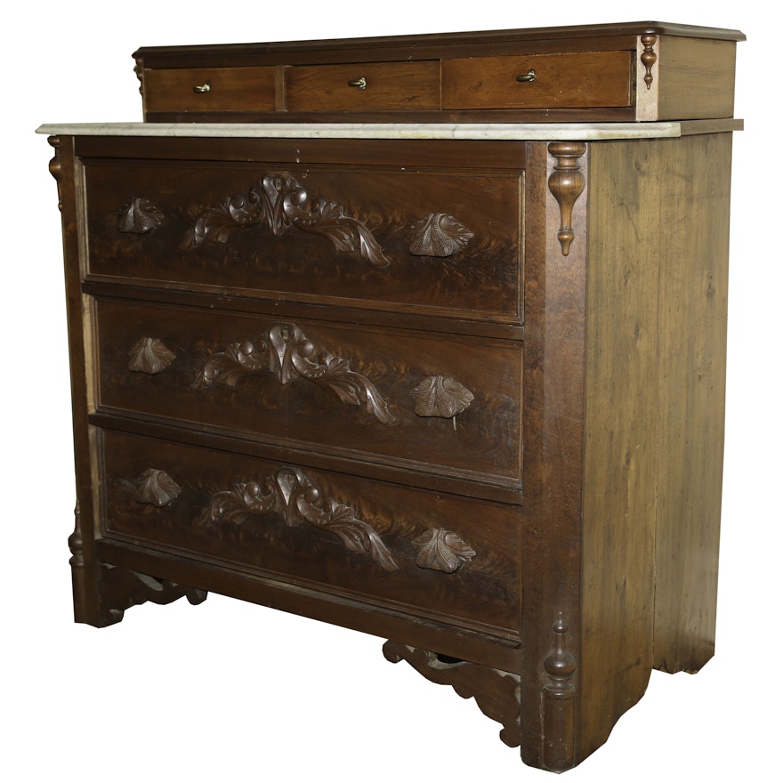 Victorian Mixed Wood and Marble Chest of Drawers, Early 19th Century