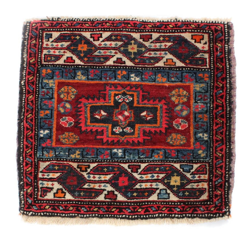 1'10 x 1'11 Hand-Knotted Persian Heriz Rug, circa 1920