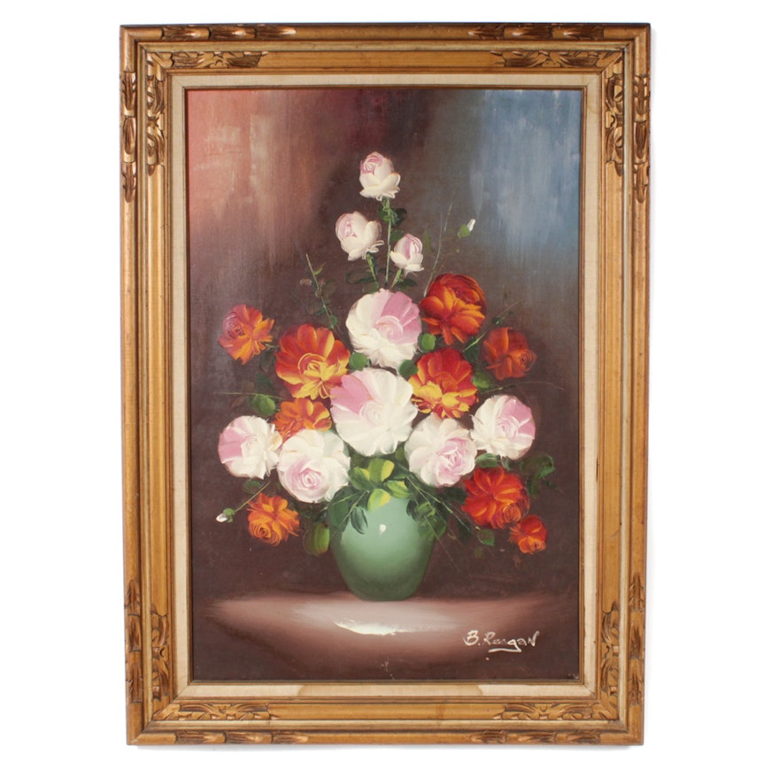 B. Reagan Floral Still Life Large Scale Oil Painting