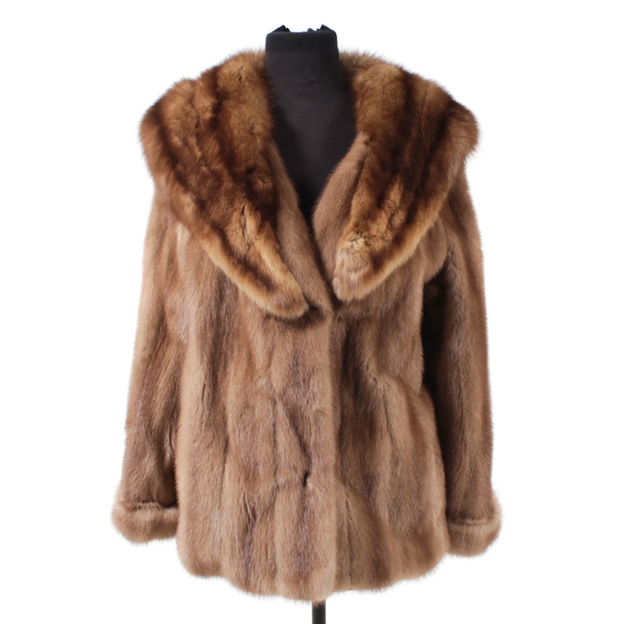 Mink Fur Coat With Sable Collar