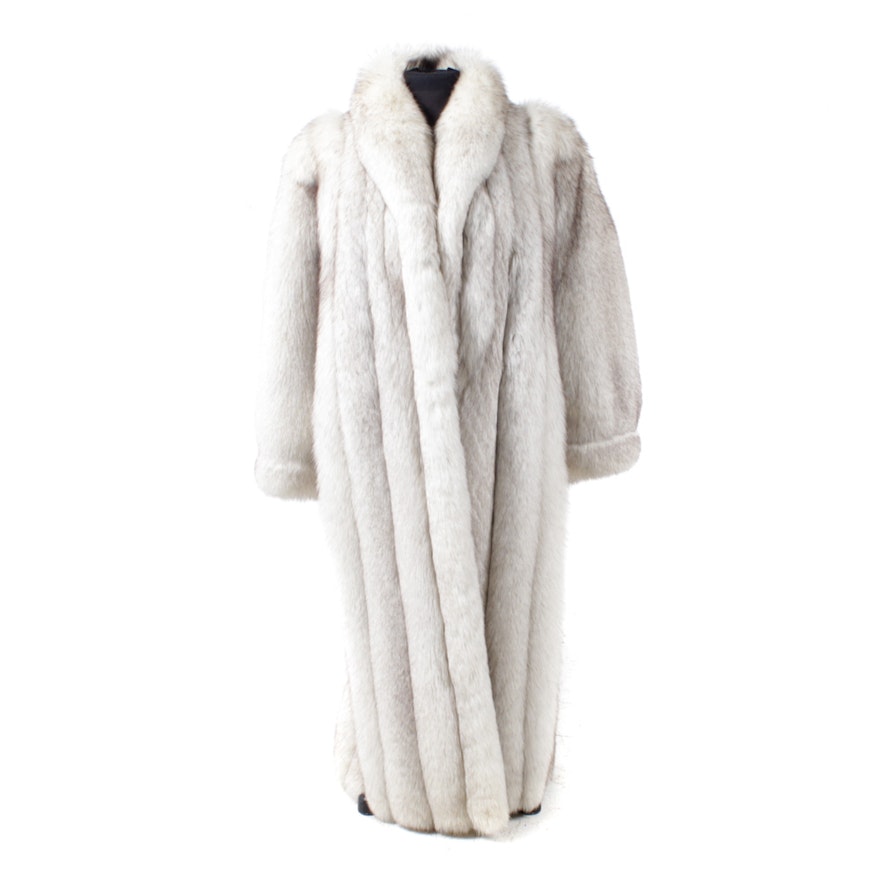 Blue Fox Fur Full-Length Coat