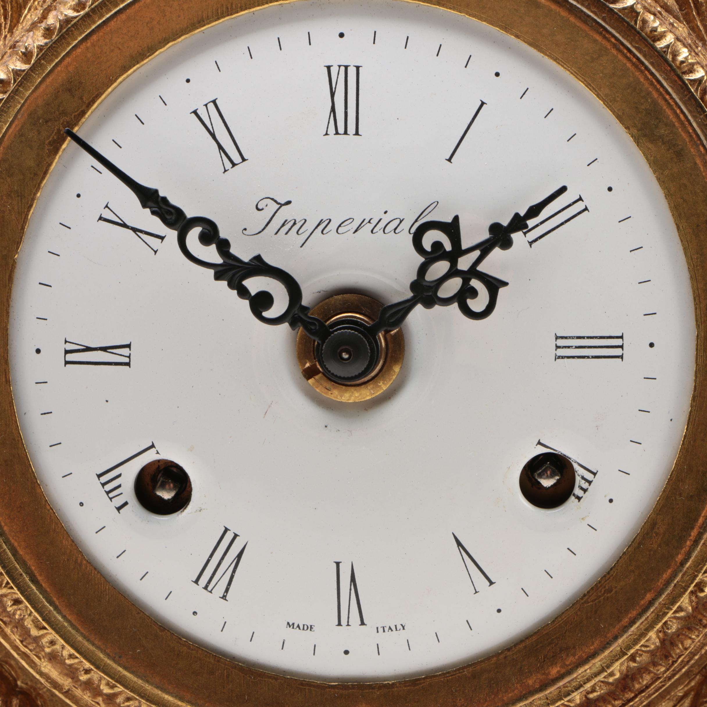 Brevettato Italian Imperial Clock Garniture Set, 1980s