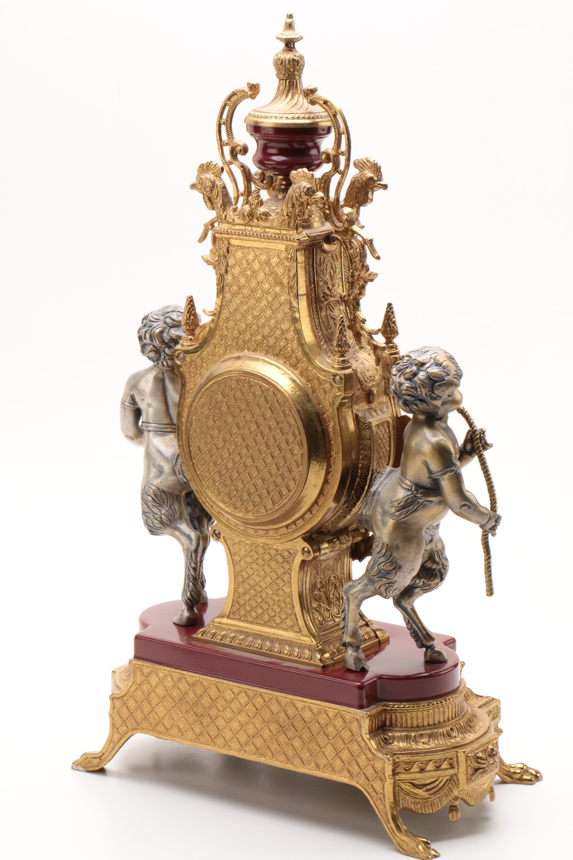 Brevettato Italian Imperial Clock Garniture Set, 1980s