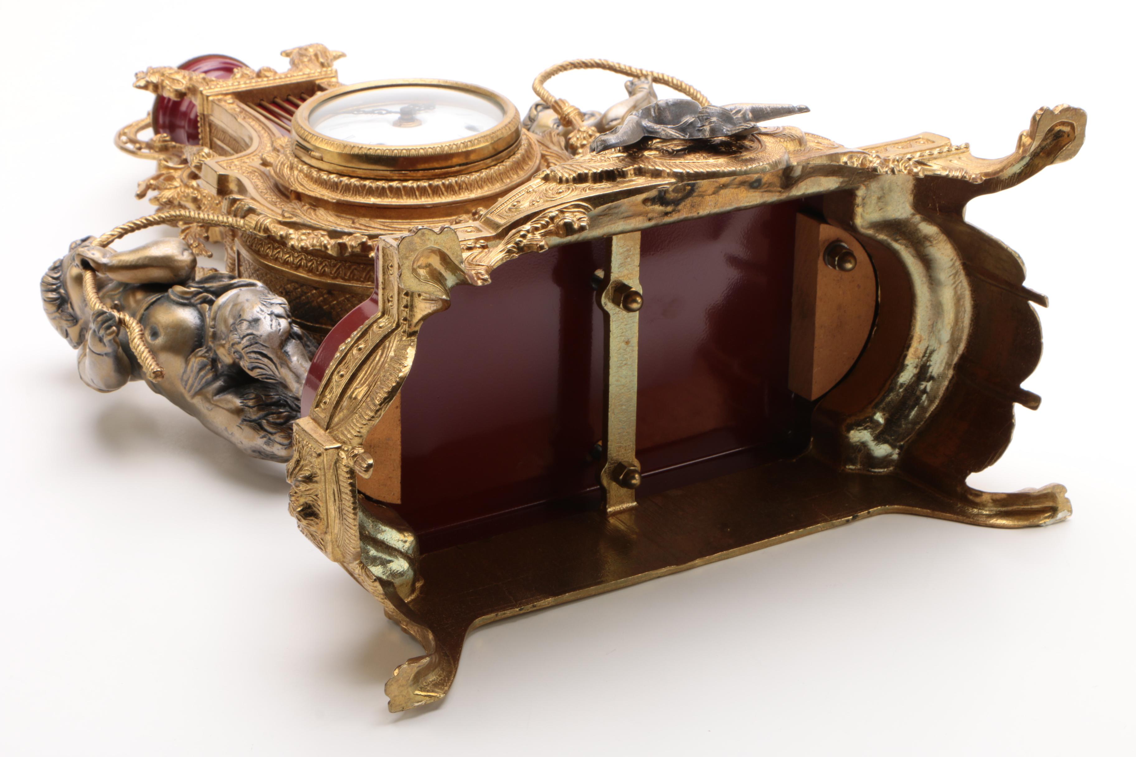 Brevettato Italian Imperial Clock Garniture Set, 1980s