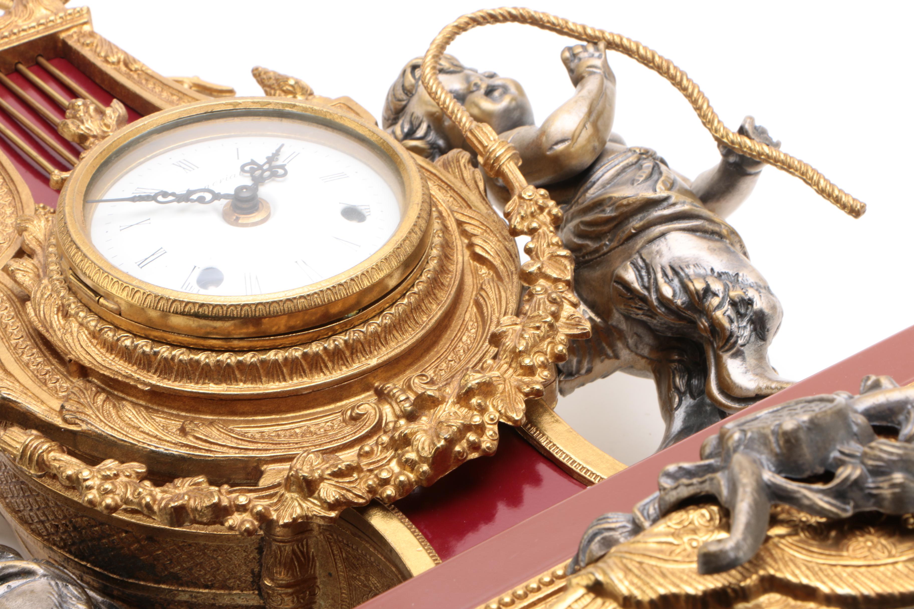 Brevettato Italian Imperial Clock Garniture Set, 1980s