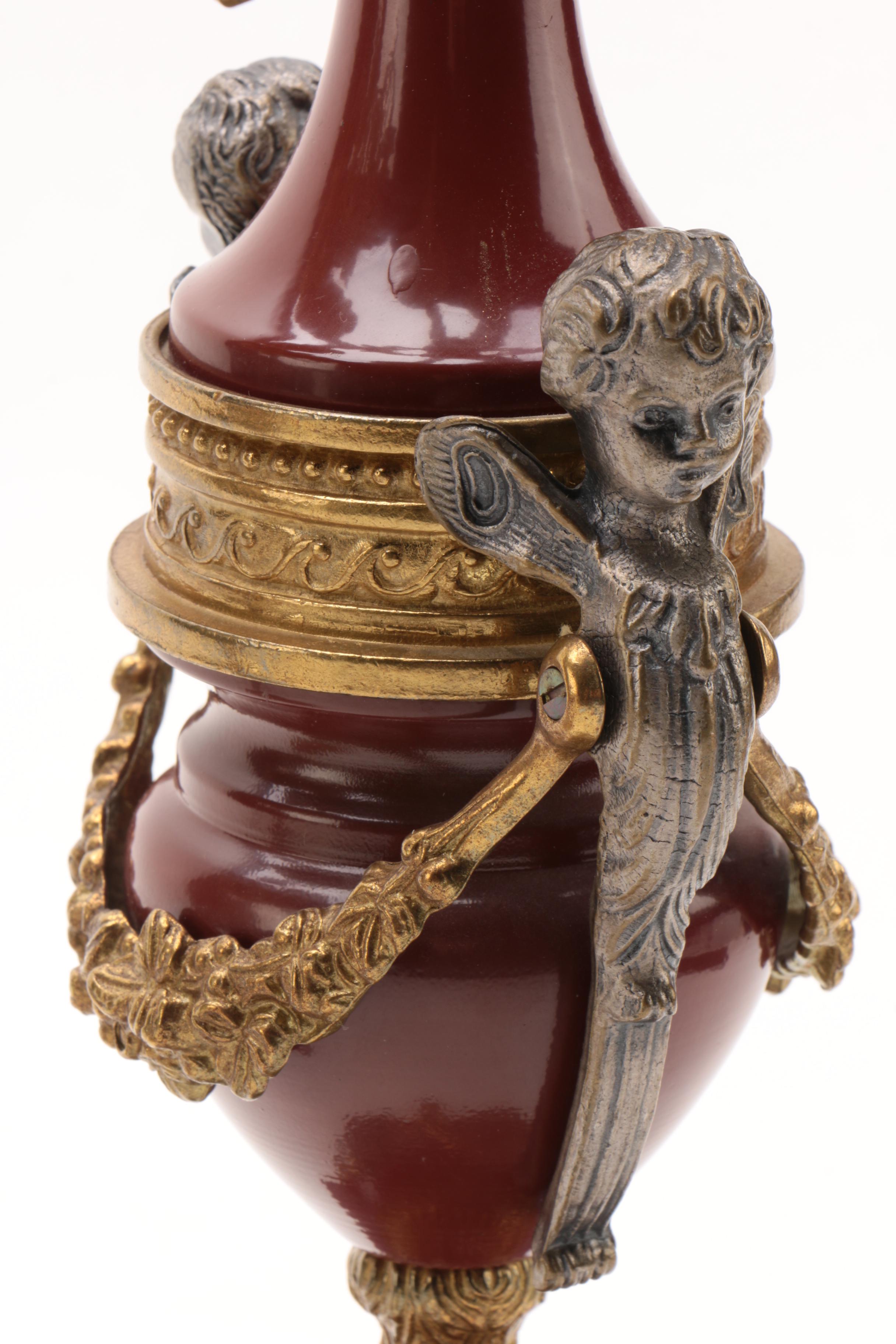 Brevettato Italian Imperial Clock Garniture Set, 1980s