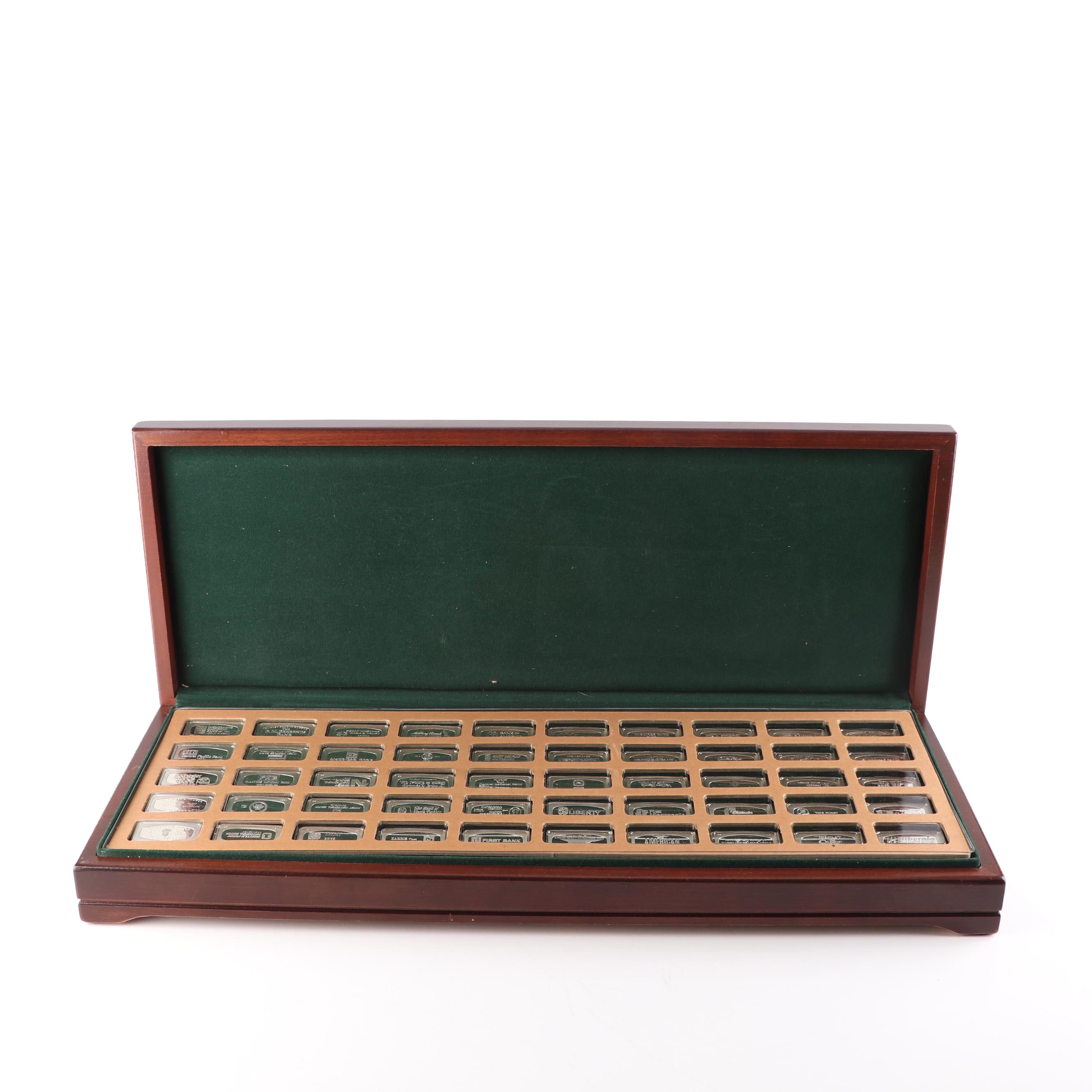 Franklin Mint 50-State Collection of 1971 1000 Grain Sterling Silver Ingots