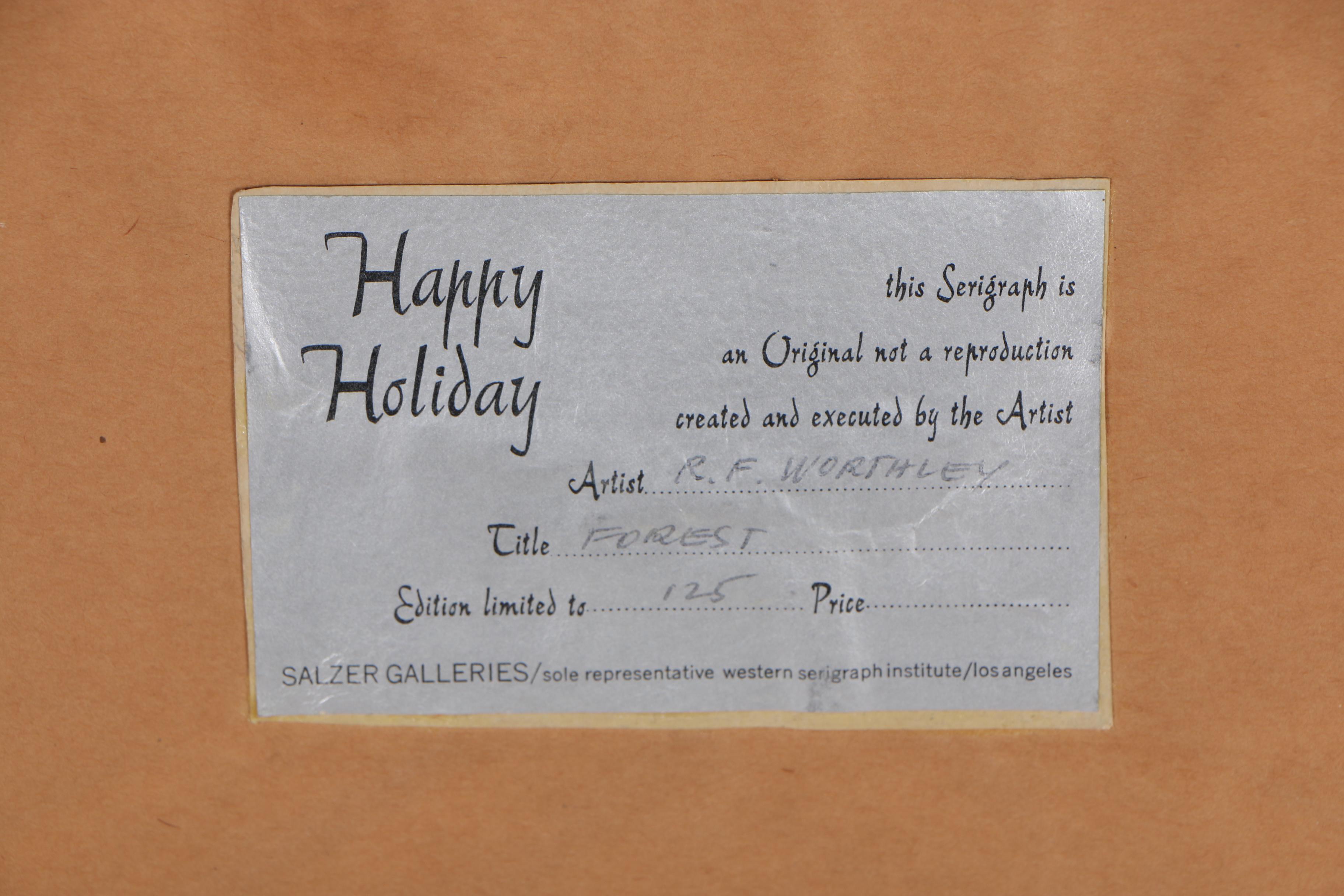 Freeman Worthley Abstract Serigraph "Forest"