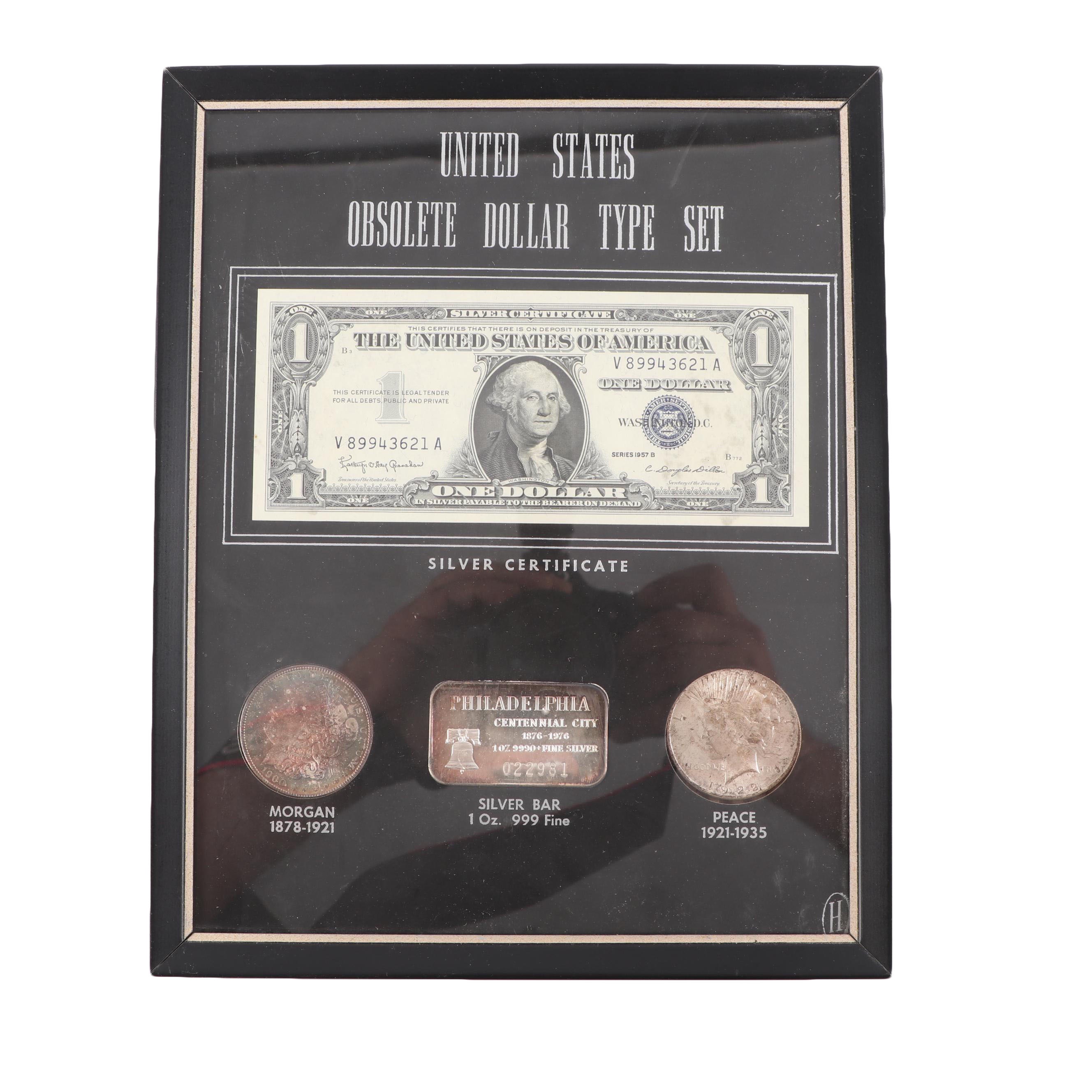 Framed U.S. Obsolete Dollar Type Set