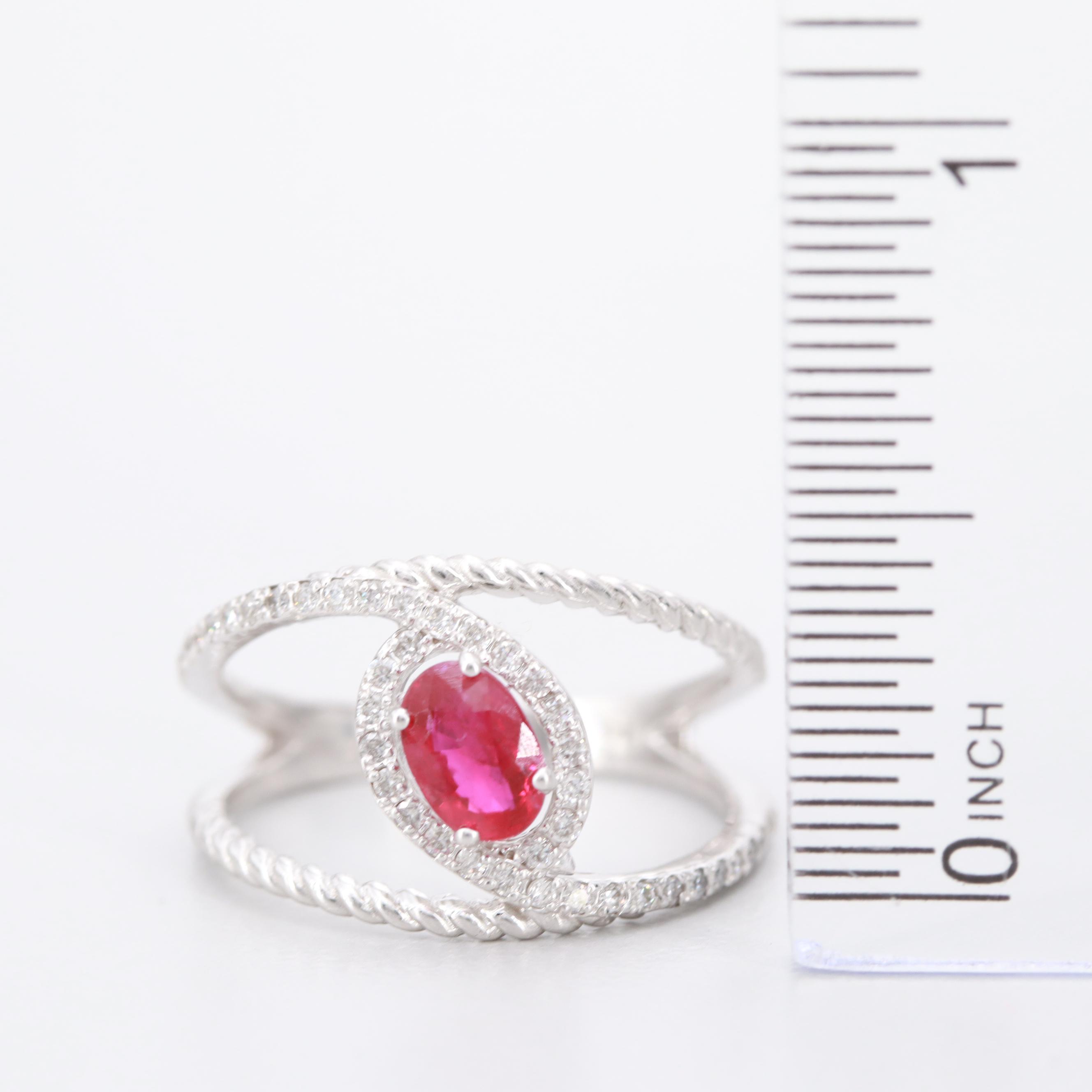14K White Gold Ruby and Diamond Ring