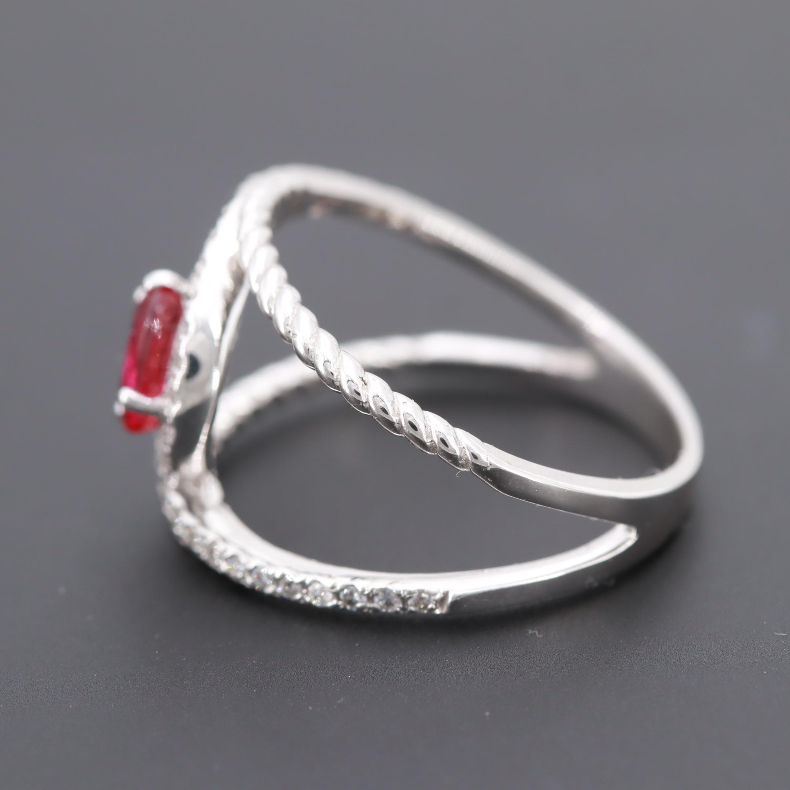 14K White Gold Ruby and Diamond Ring