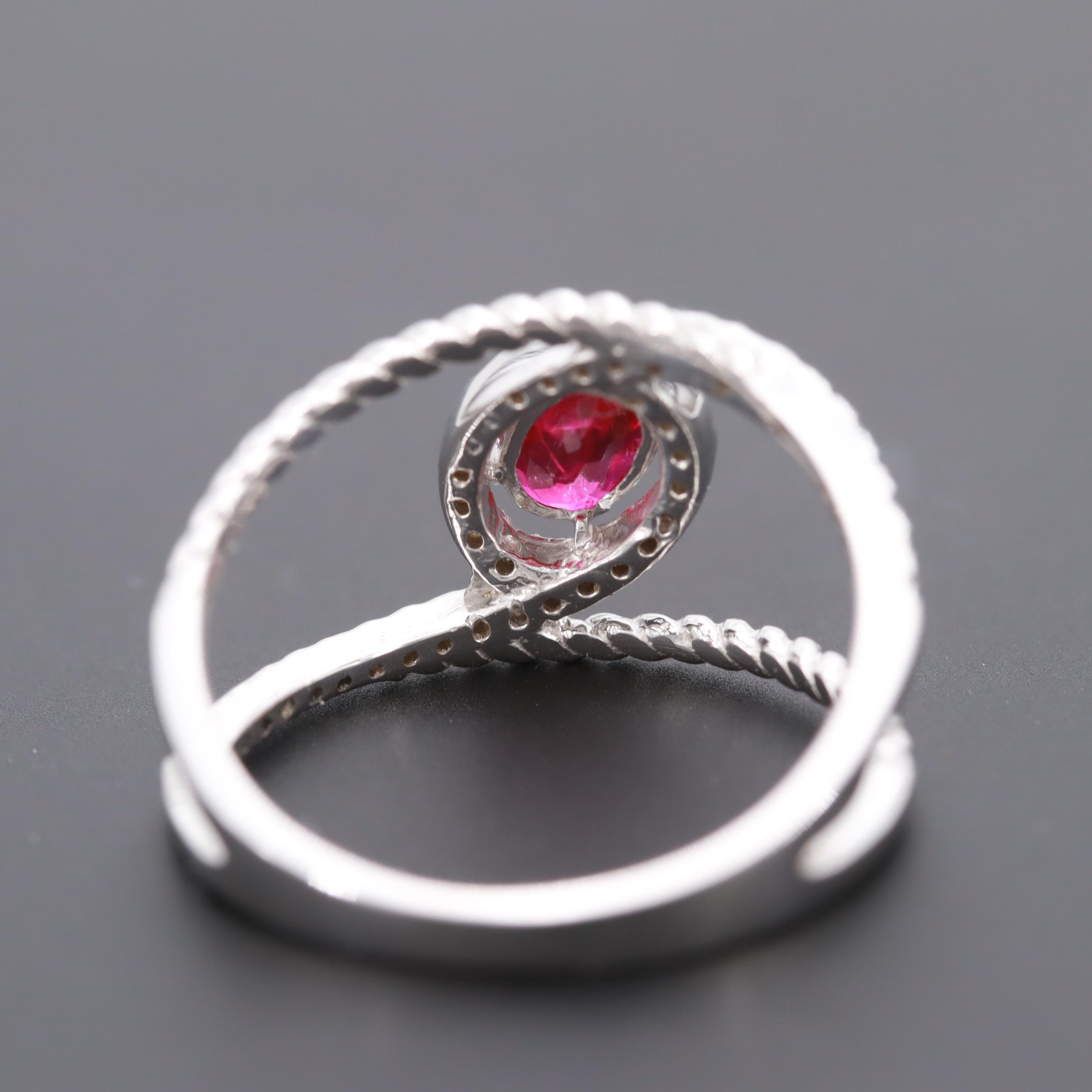 14K White Gold Ruby and Diamond Ring