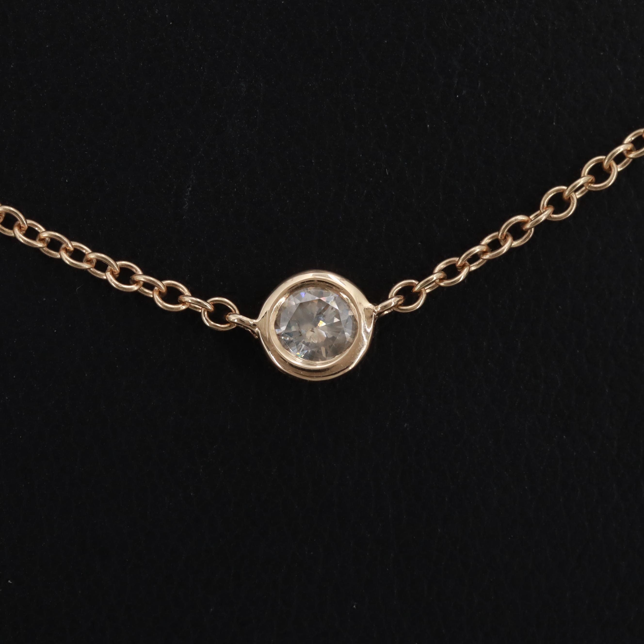 14K Yellow Gold Diamond Station Necklace