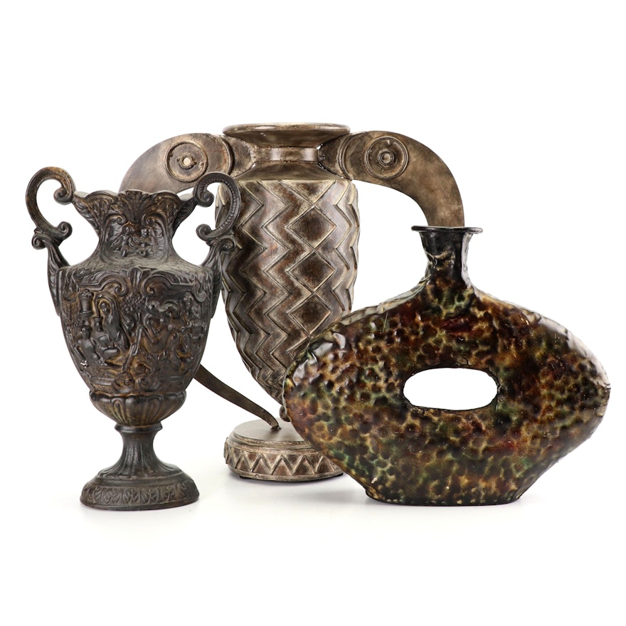 Decorative Metal and Resin Vases