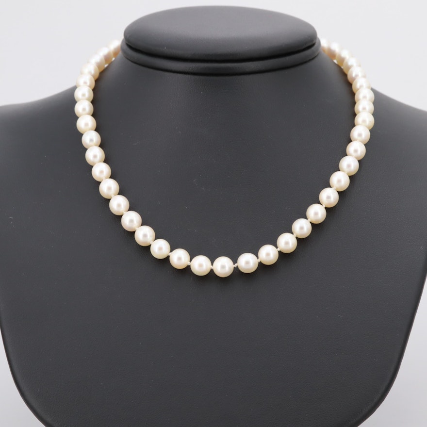 Vintage Sterling Silver Cultured Pearl Knotted Choker