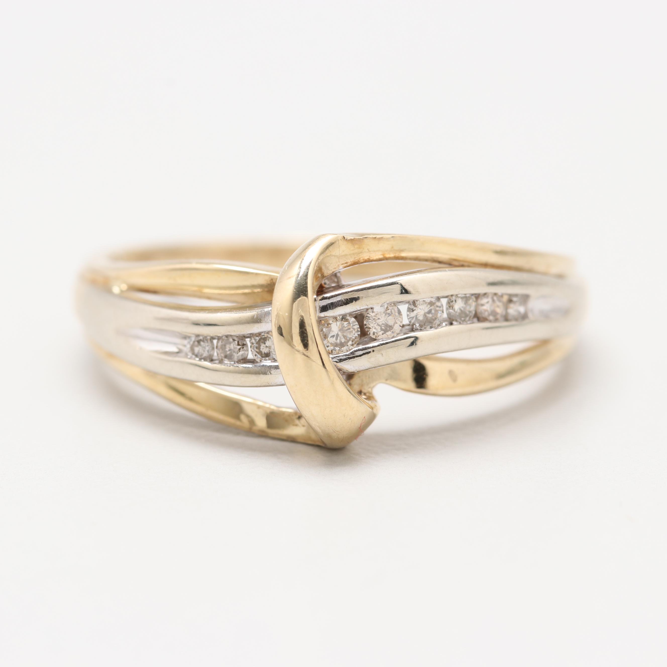 10K White and Yellow Gold Diamond Ring
