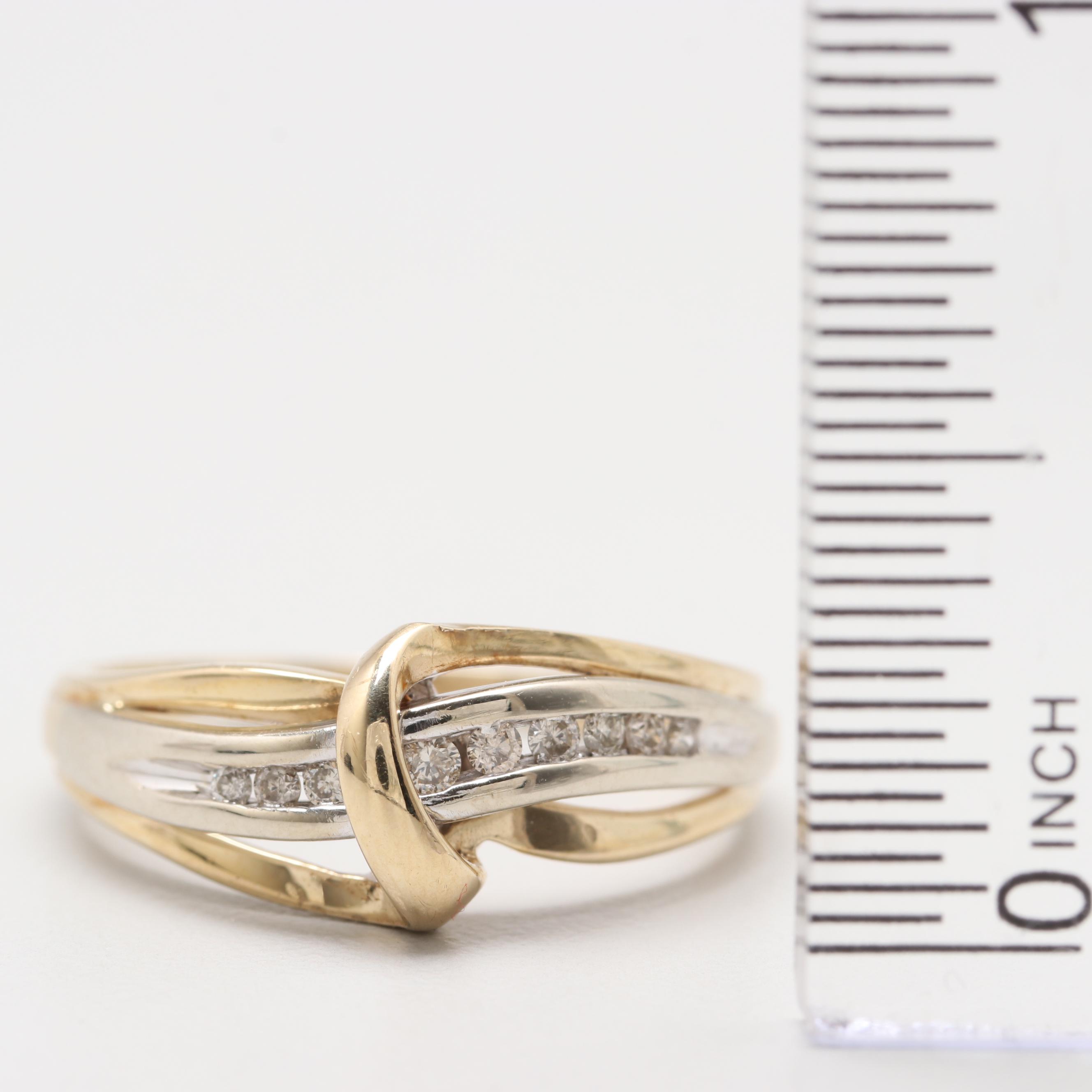 10K White and Yellow Gold Diamond Ring