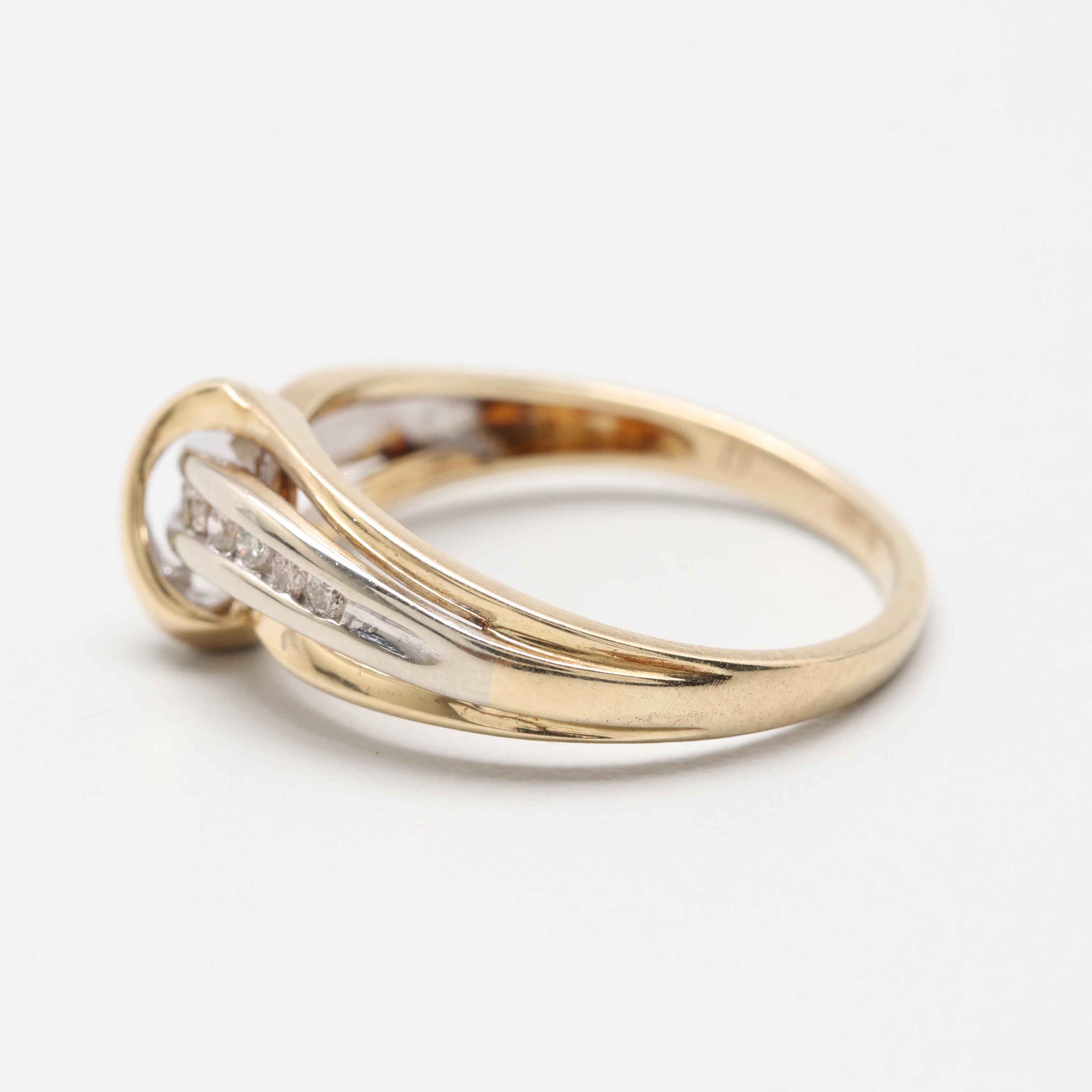 10K White and Yellow Gold Diamond Ring