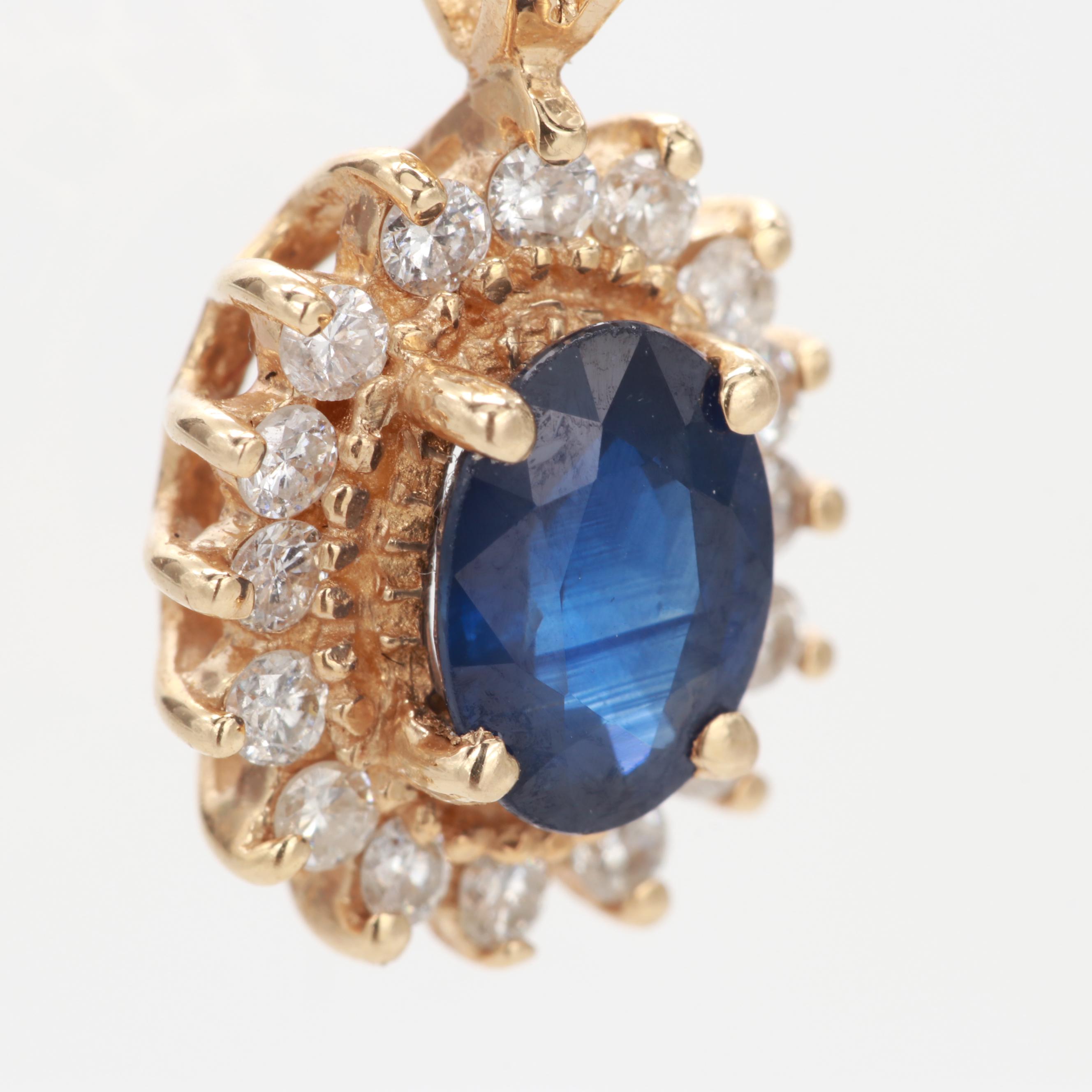 14K Yellow Gold Sapphire and Diamond Necklace