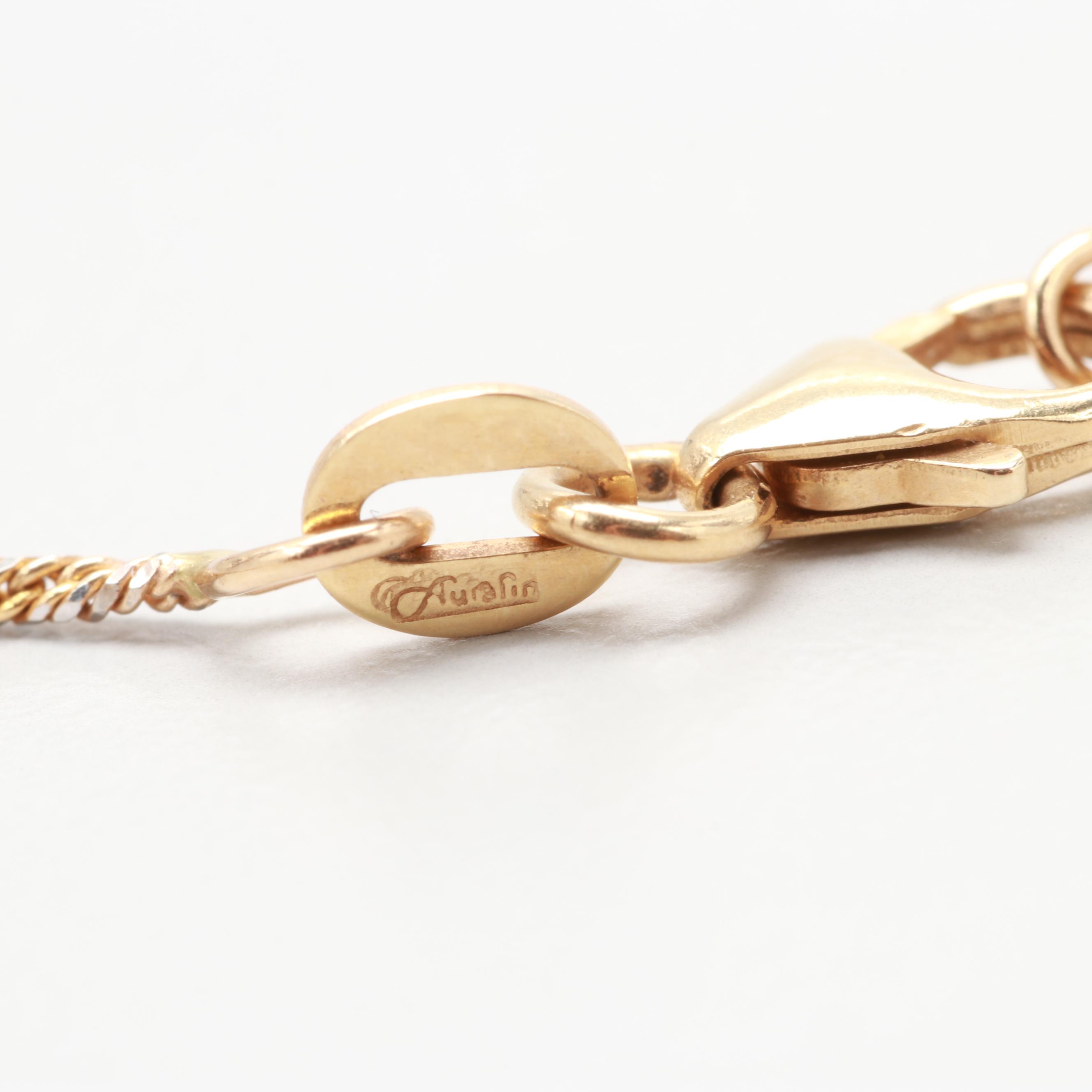 14K Yellow Gold Sapphire and Diamond Necklace