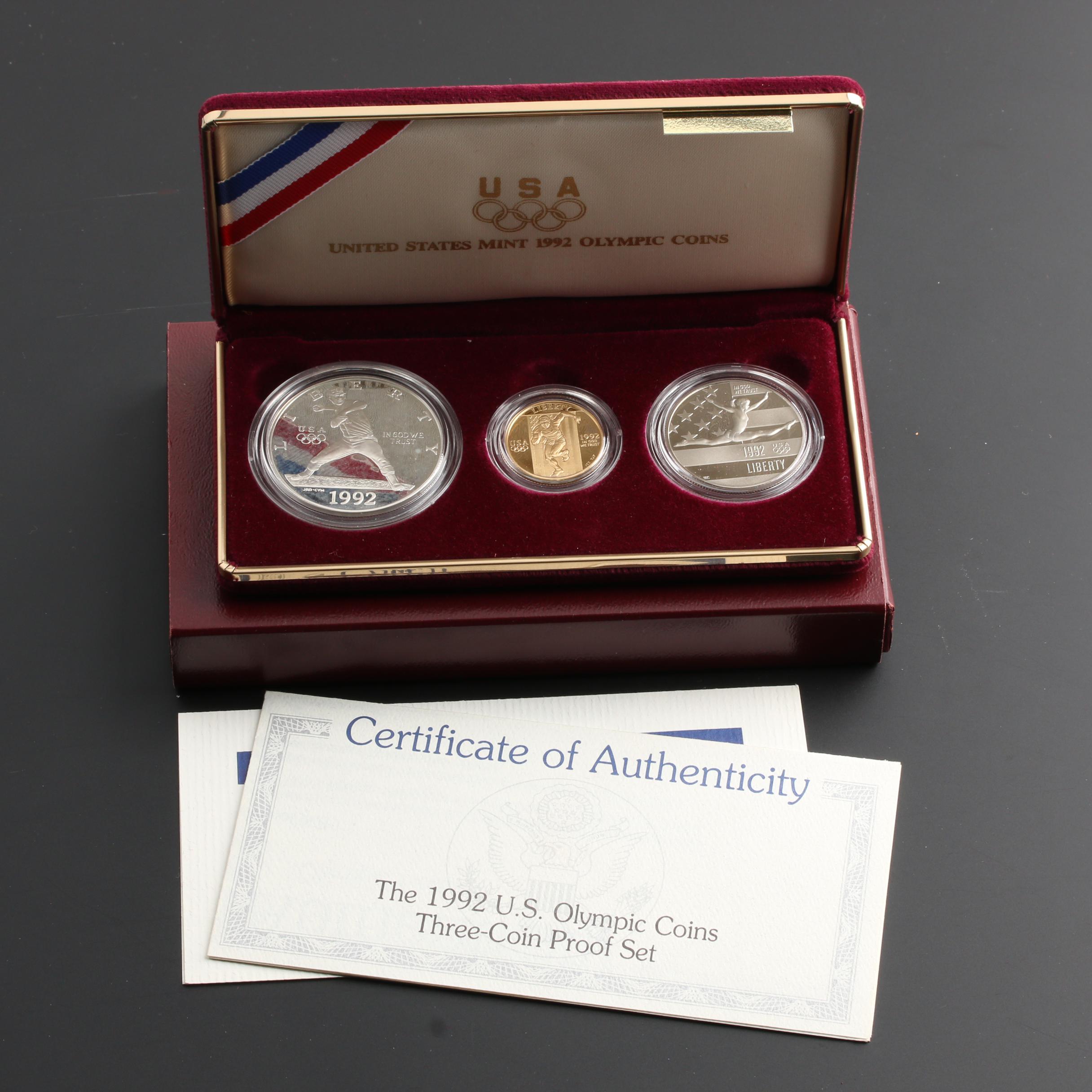 1992 U.S. Olympic Commemorative Three Coin Proof Set