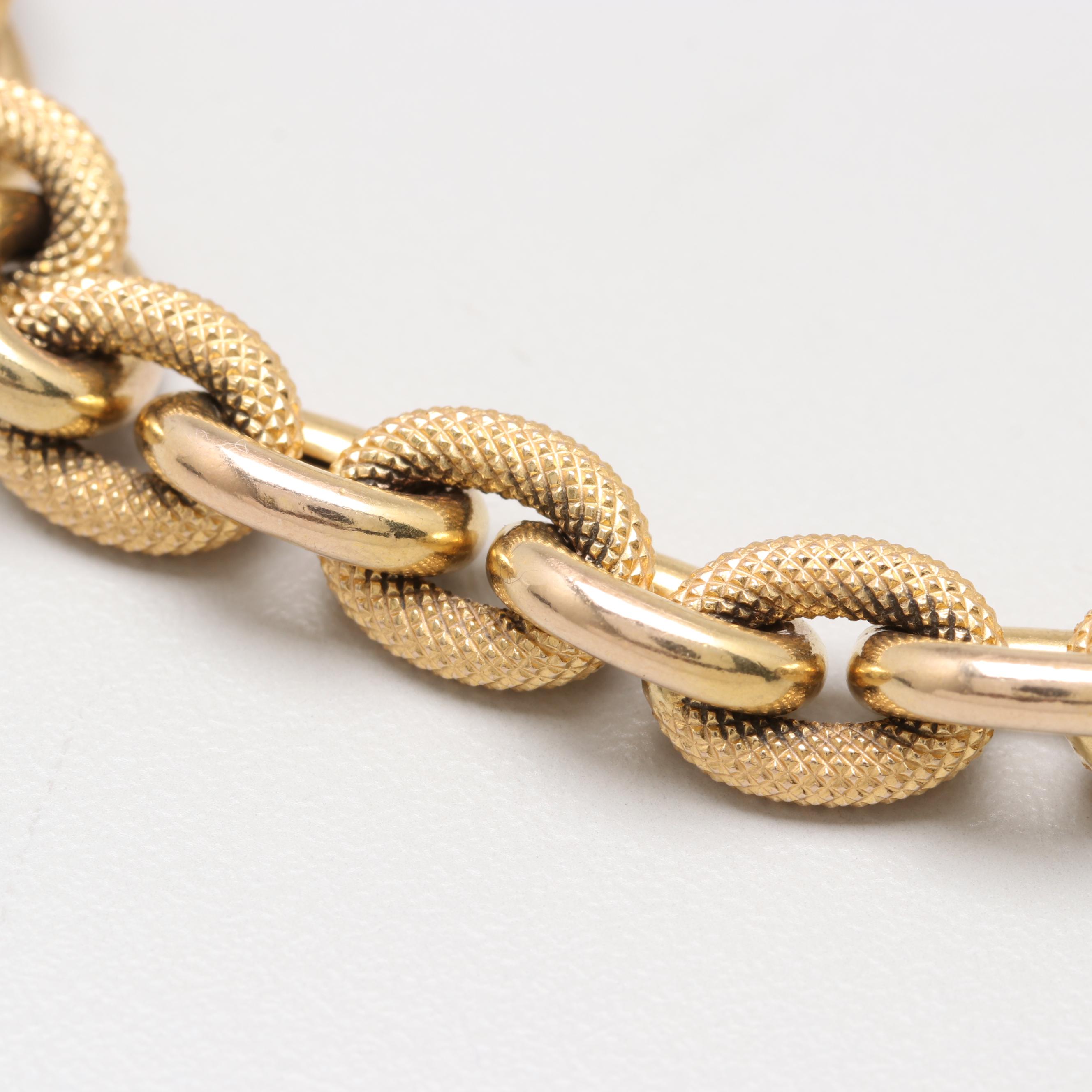 14K Yellow Gold Textured Cable Bracelet