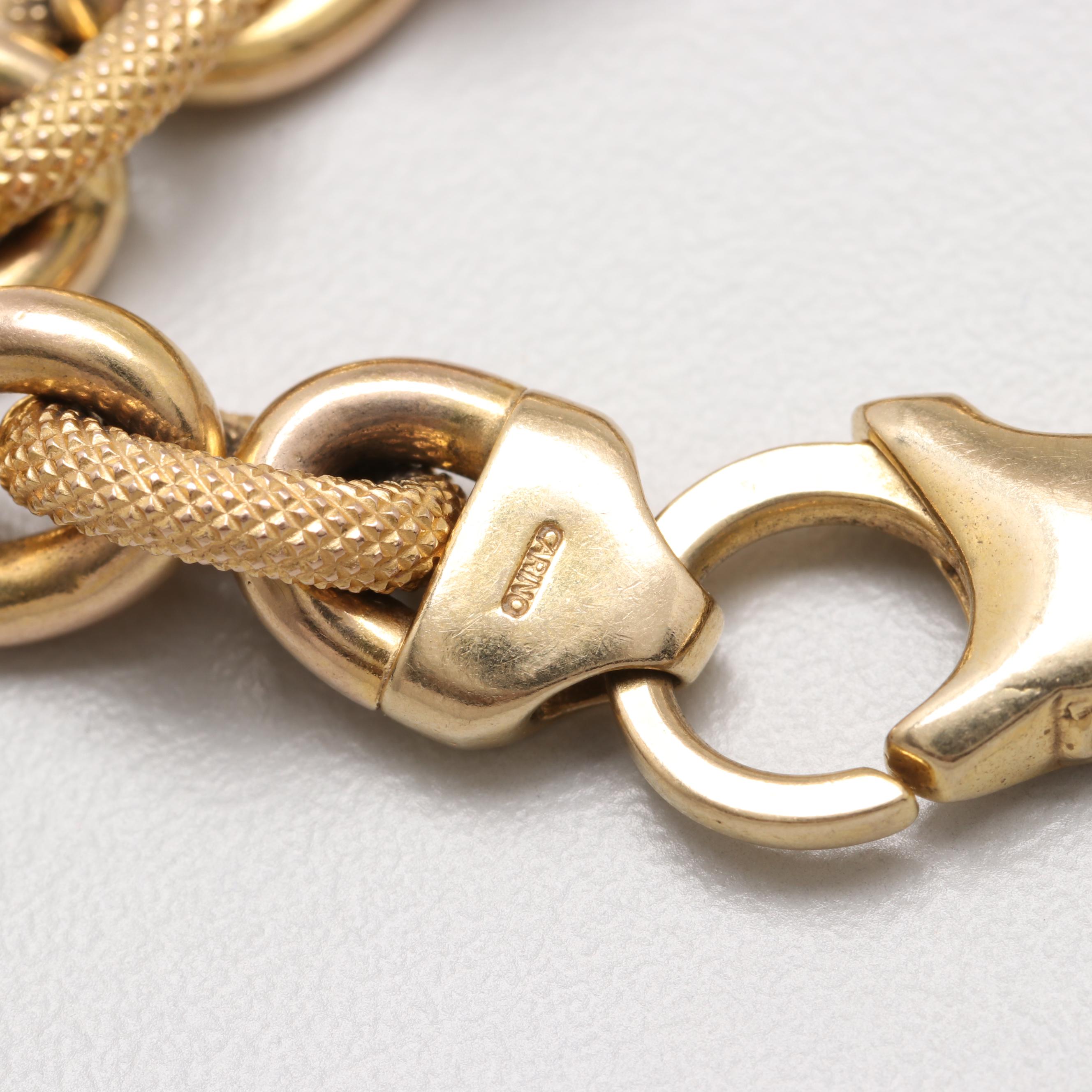 14K Yellow Gold Textured Cable Bracelet