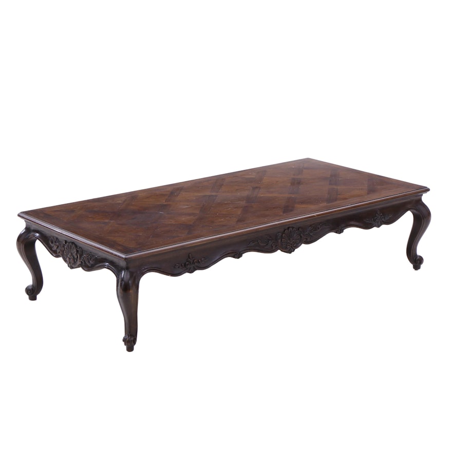Queen Anne Style Oak Coffee Table with Parquetry Inlay