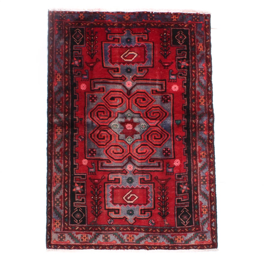 4'2 x 6'3 Hand-Knotted Persian Zanjan Rug