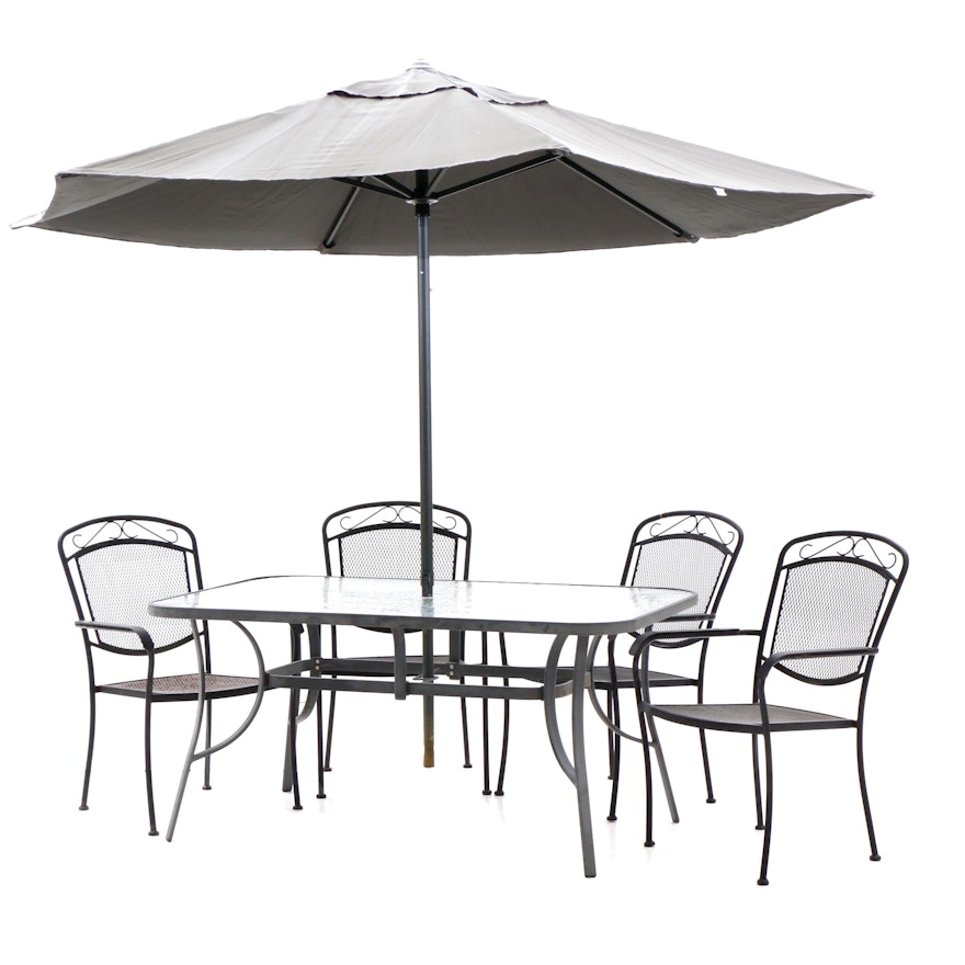Patio Dining Table and Chairs with Home Trends Umbrella