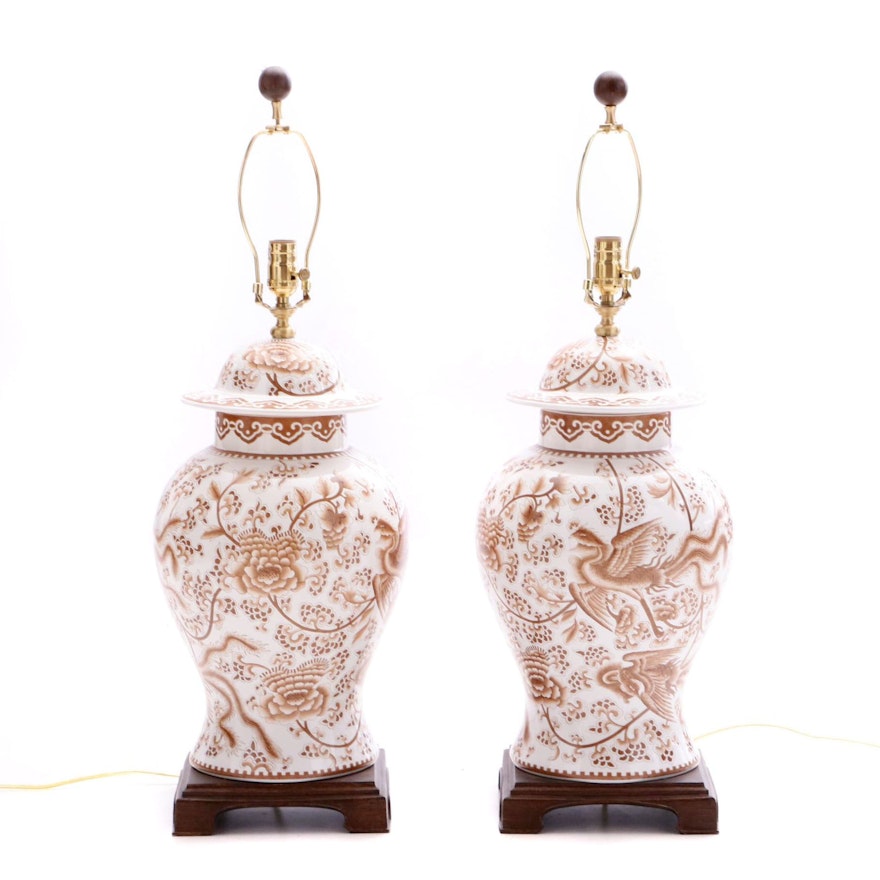 Two Contemporary Asian Style Table Lamps