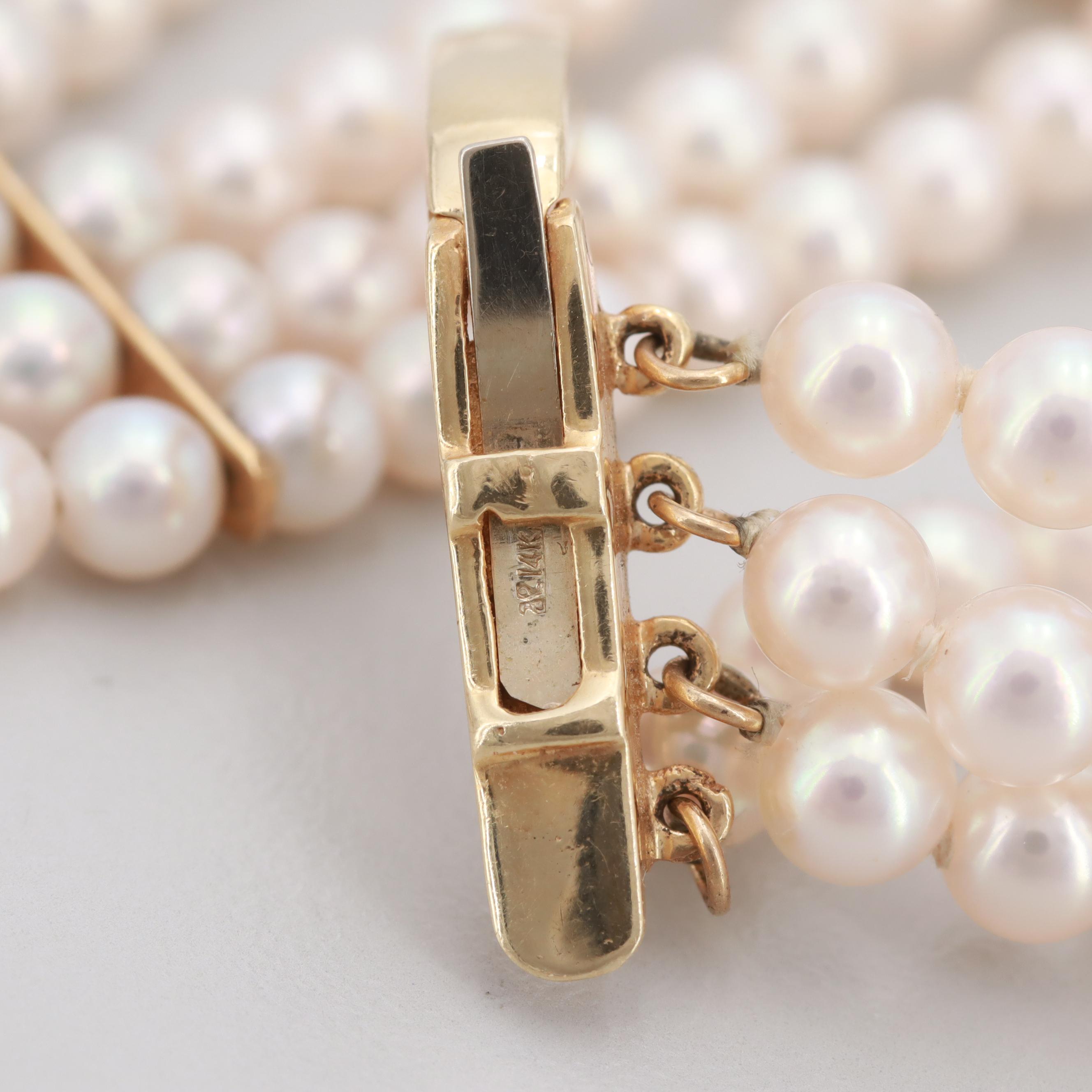 14K Yellow Gold Cultured Pearl Beaded Bracelet