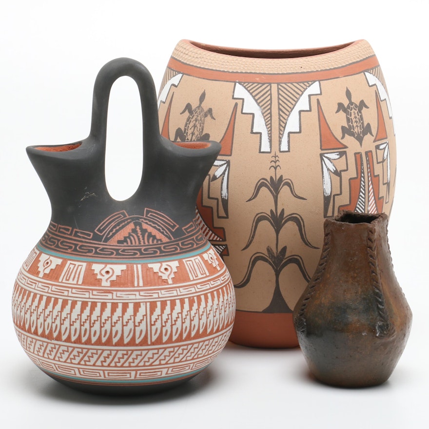 Clemente Toledo Jemez Pueblo Vase, Evelyn Johnson Navajo Wedding Vase and More