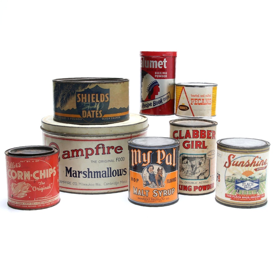 Mid-Century Era Kitchen and Food Advertising Tins