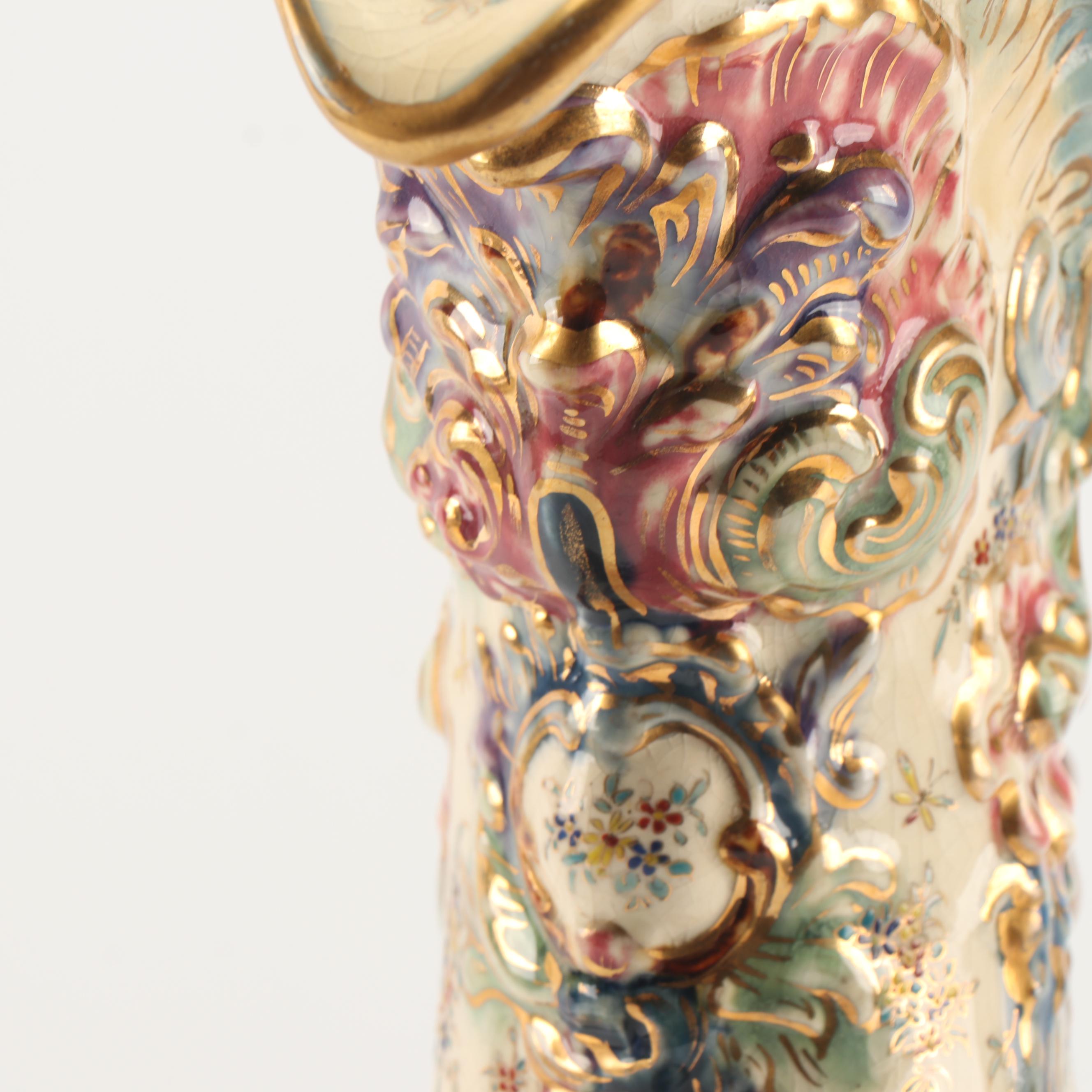 Fischer J. Budapest Reticulated Ceramic Ewer, 19th Century