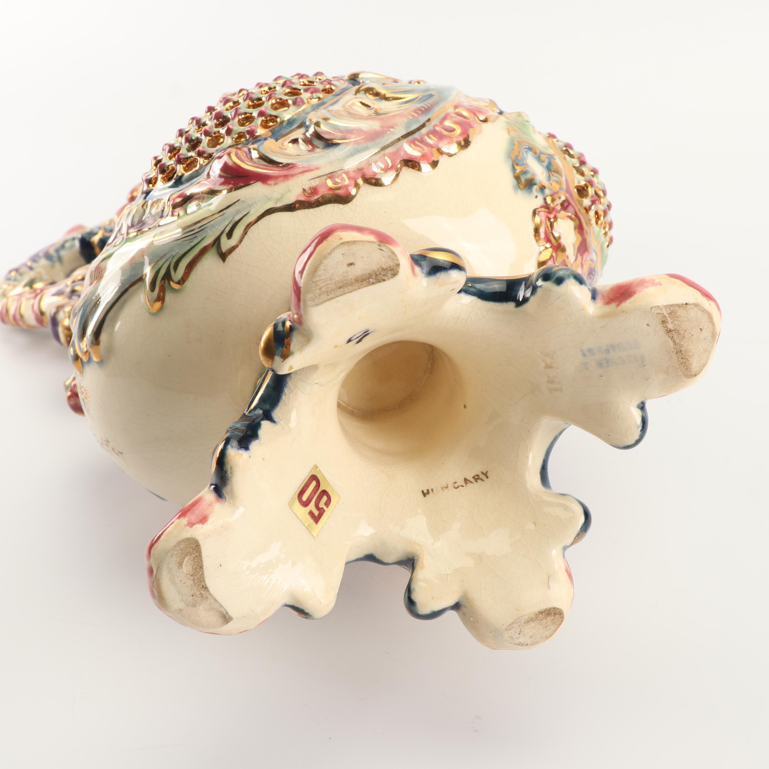 Fischer J. Budapest Reticulated Ceramic Ewer, 19th Century