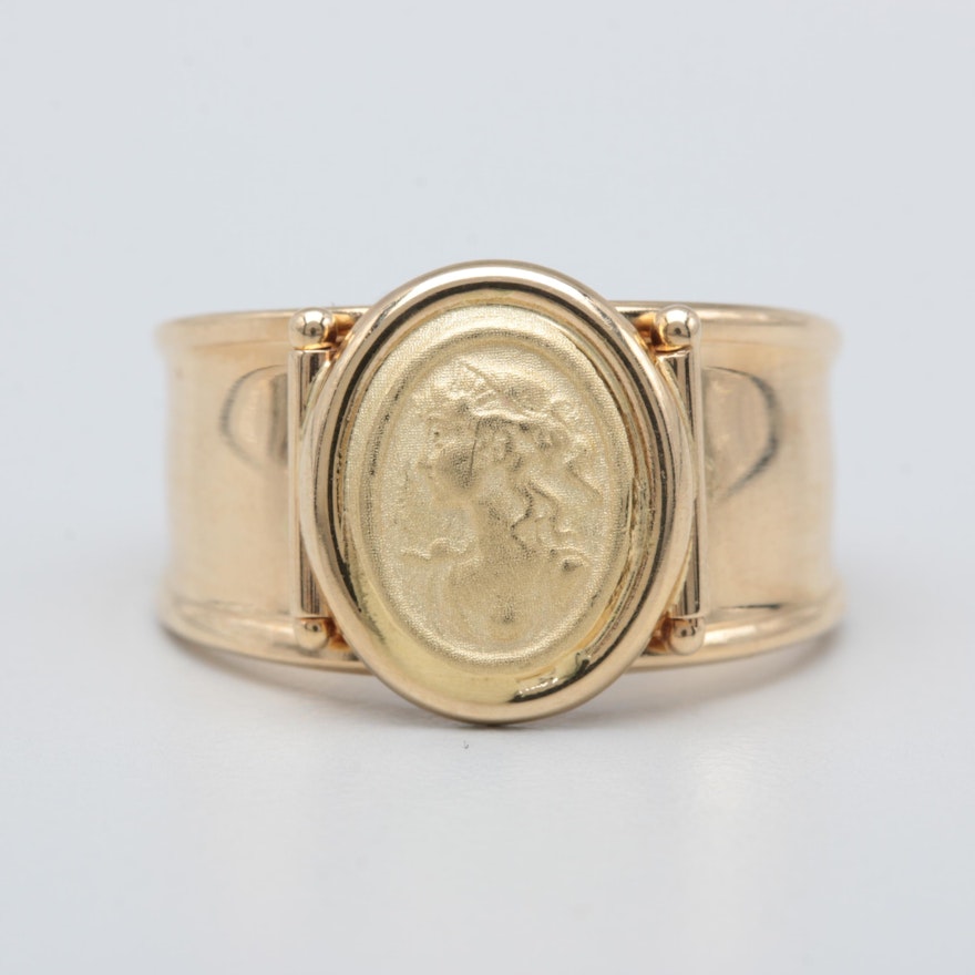 18K Yellow Gold Cameo Ring