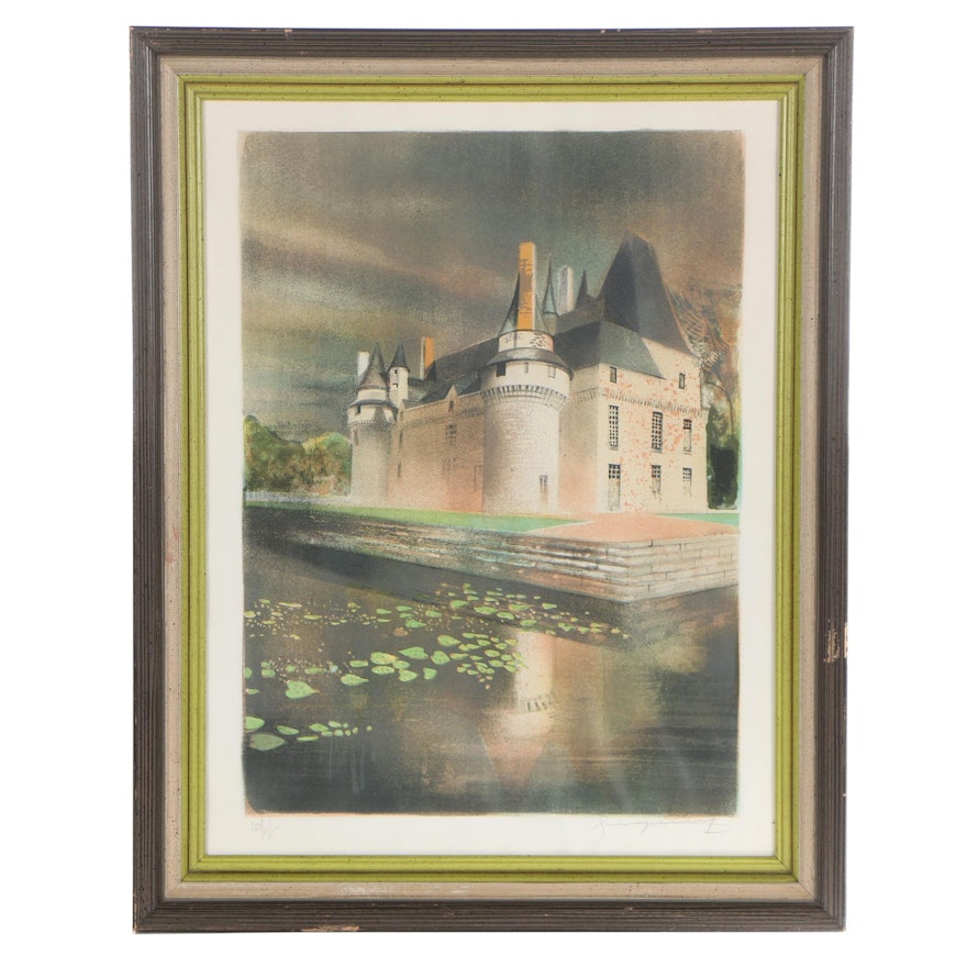 Claude Grosperrin Color Lithograph "Chateau of Baumais"