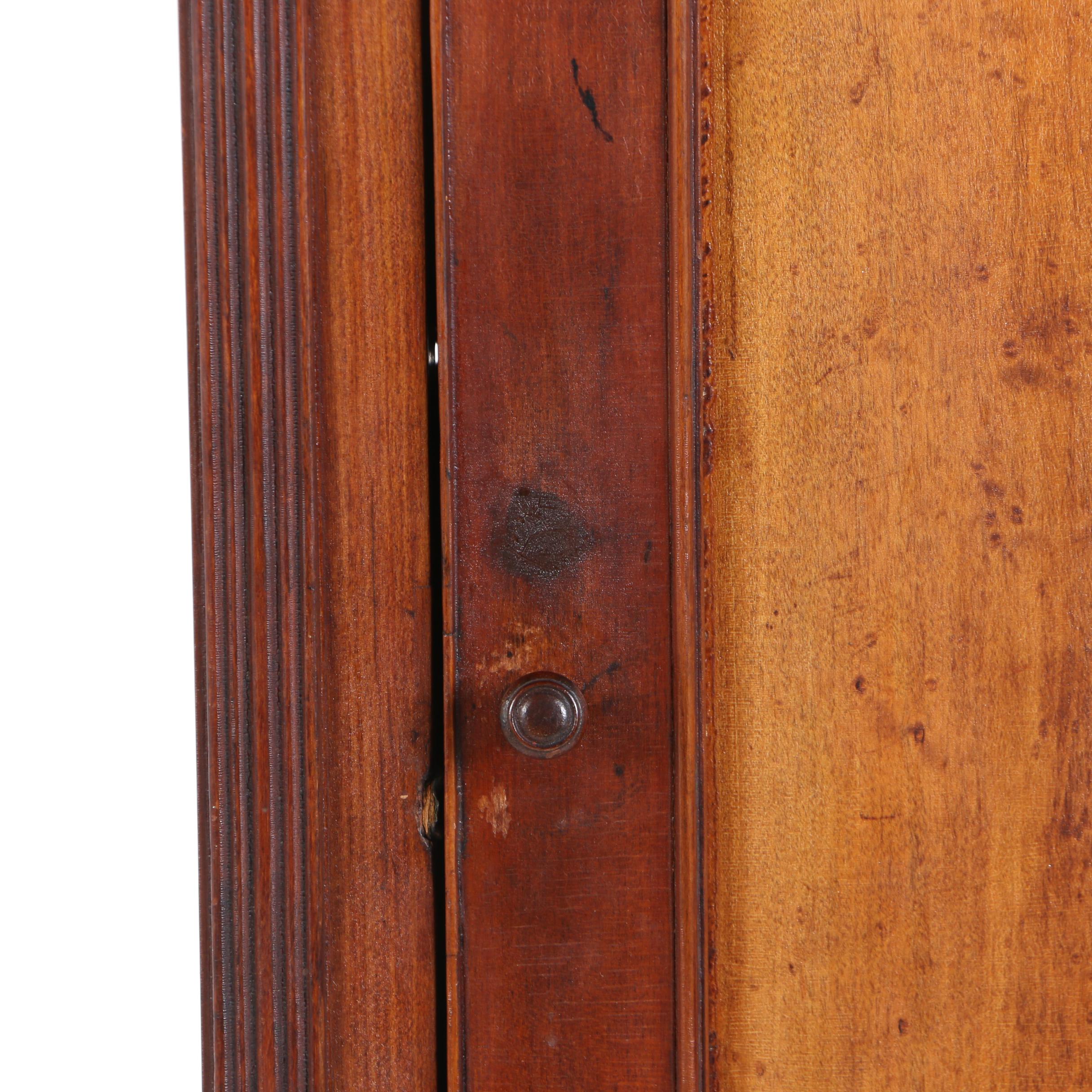 Federal Cherrywood, Maple, and Mahogany Tall Case Clock by Riley Whiting