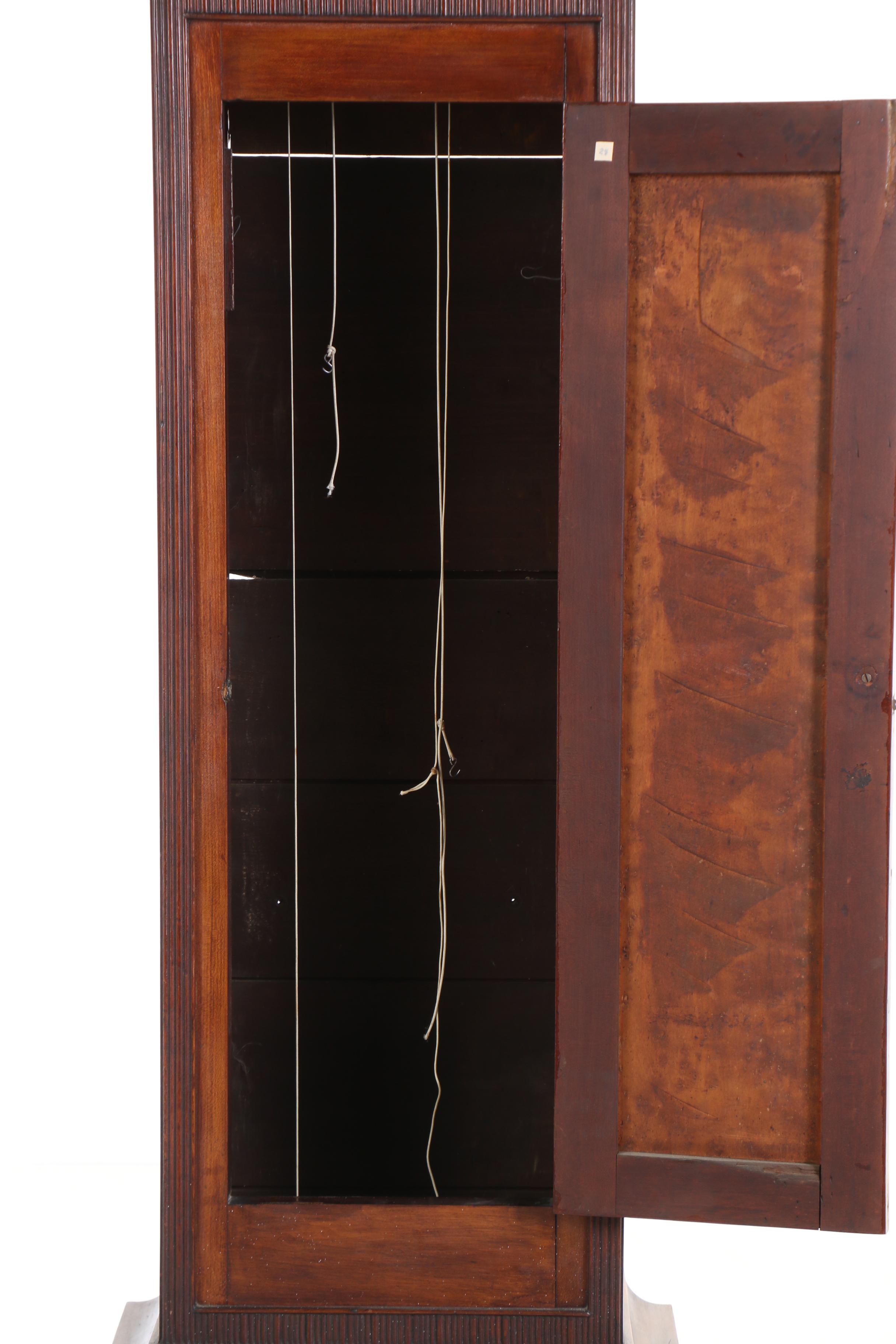Federal Cherrywood, Maple, and Mahogany Tall Case Clock by Riley Whiting