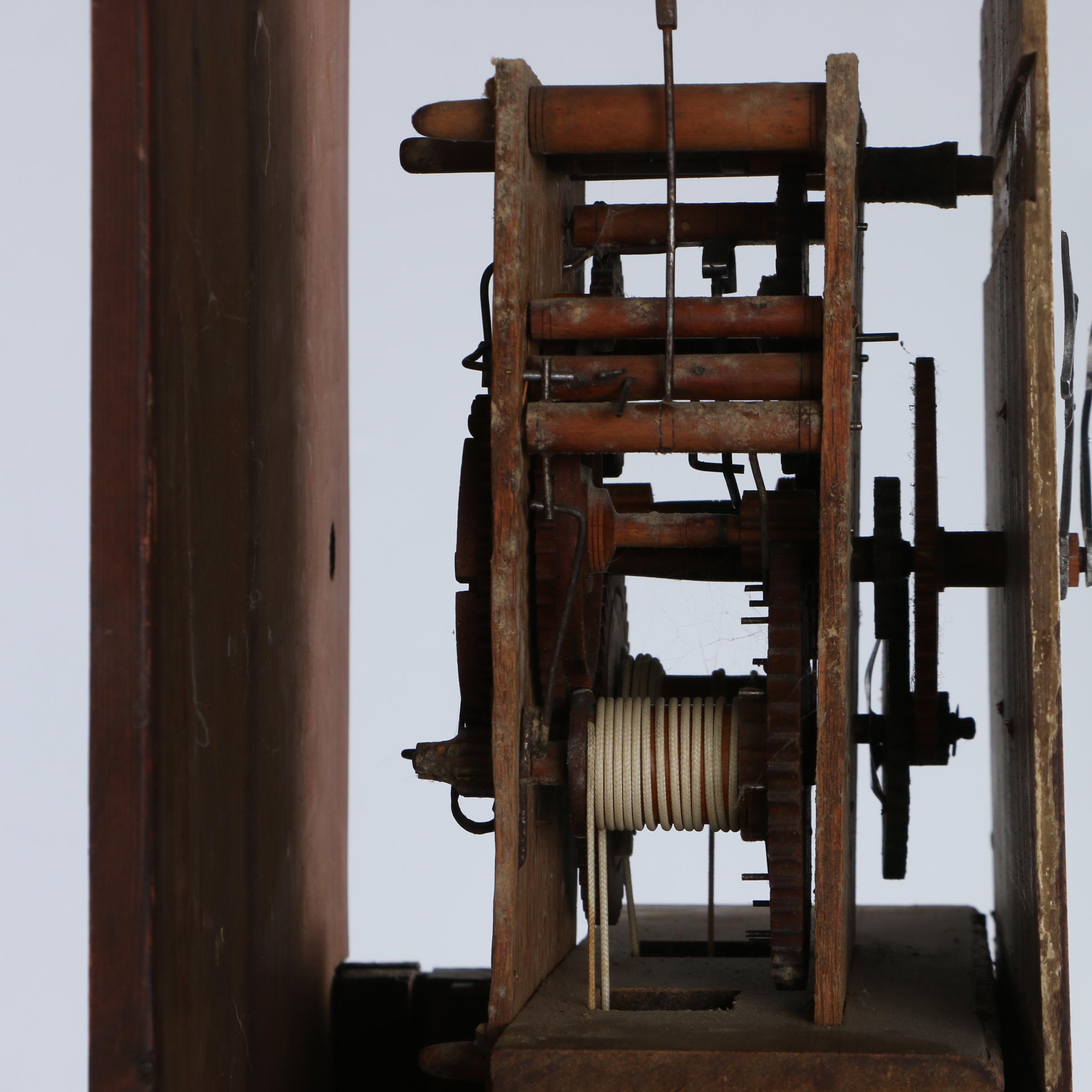 Federal Cherrywood, Maple, and Mahogany Tall Case Clock by Riley Whiting