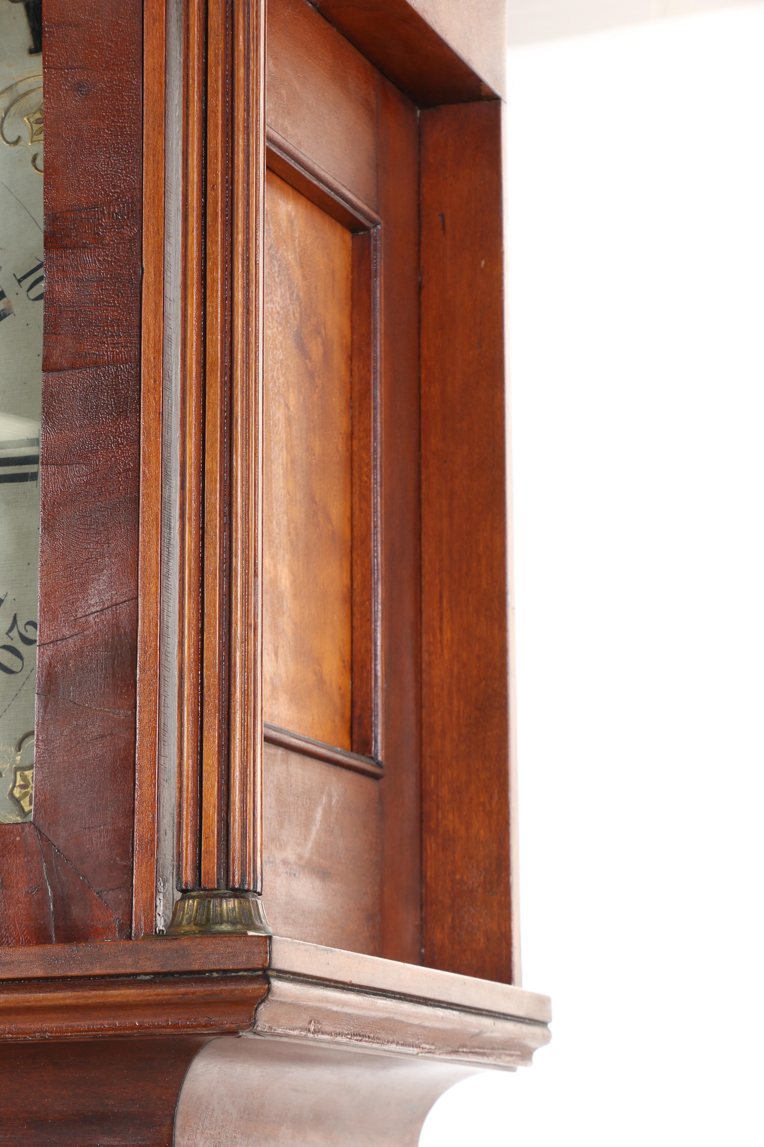 Federal Cherrywood, Maple, and Mahogany Tall Case Clock by Riley Whiting