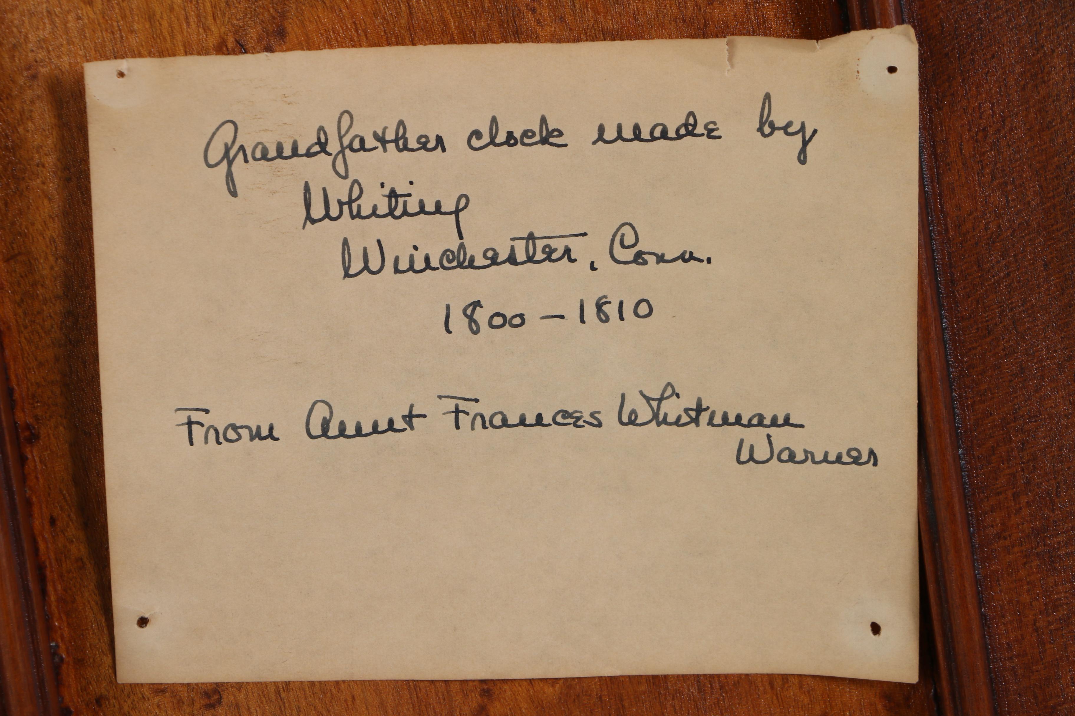 Federal Cherrywood, Maple, and Mahogany Tall Case Clock by Riley Whiting