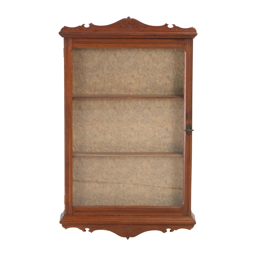 Victorian Walnut Hanging Display Cabinet, Late 19th Century